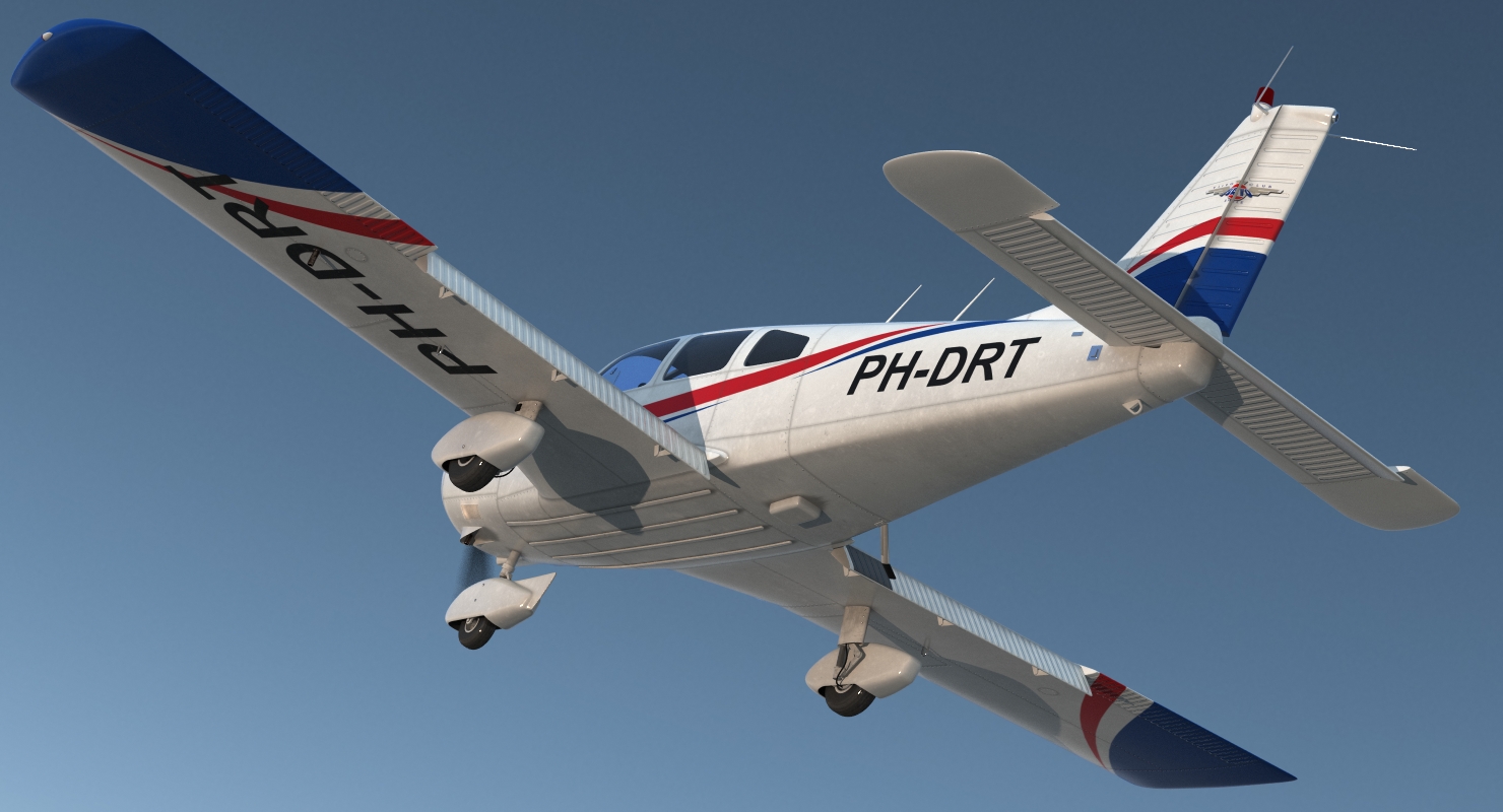 Light Aircraft Piper PA 28 161 Warrior III Rigged 3D model