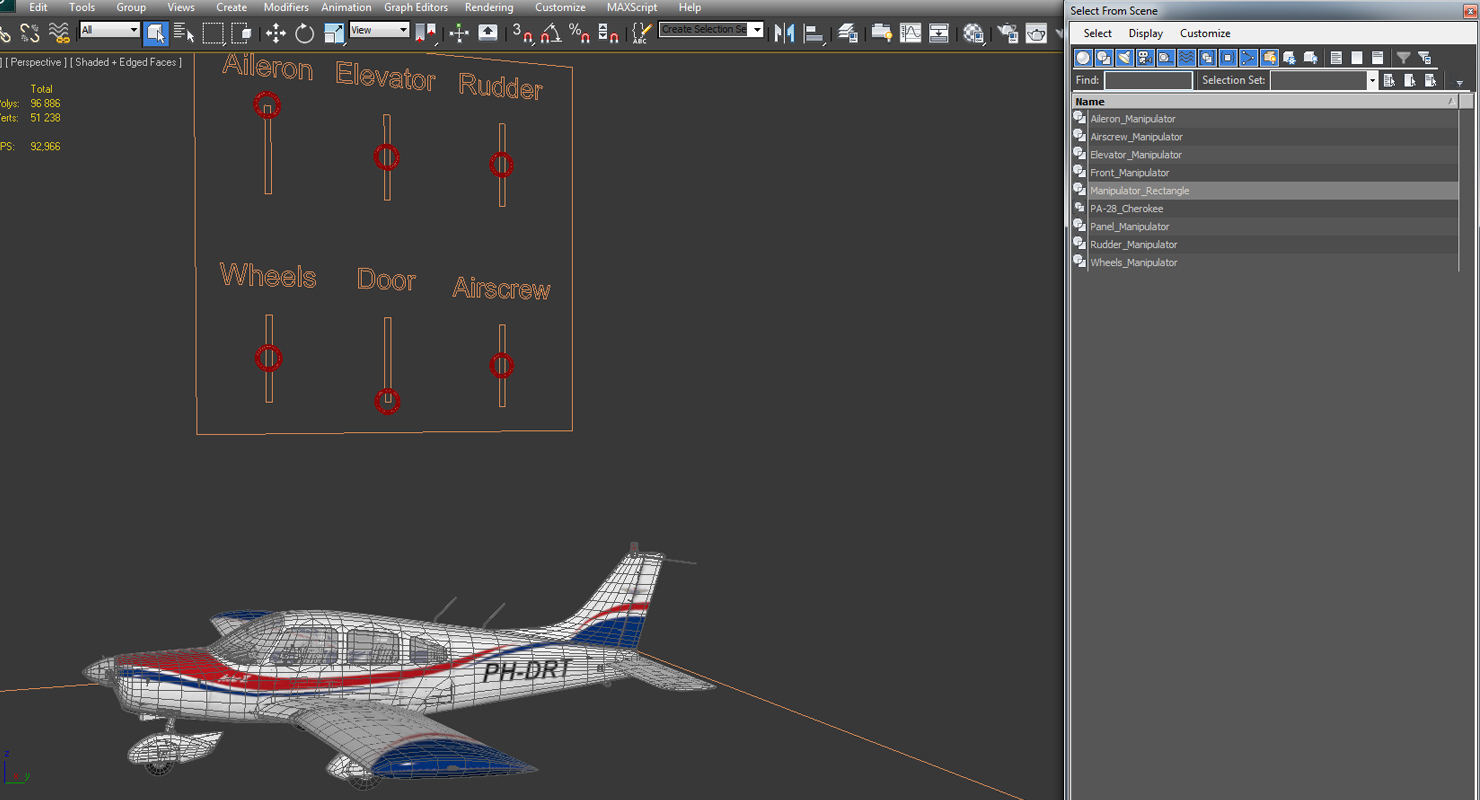 Light Aircraft Piper PA 28 161 Warrior III Rigged 3D model
