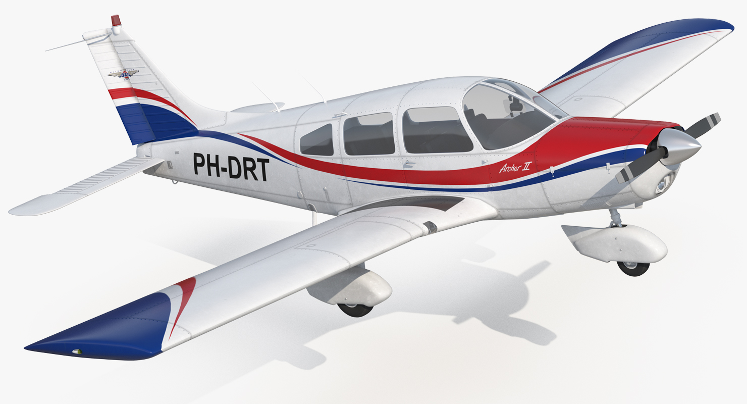 Light Aircraft Piper PA 28 161 Warrior III Rigged 3D model
