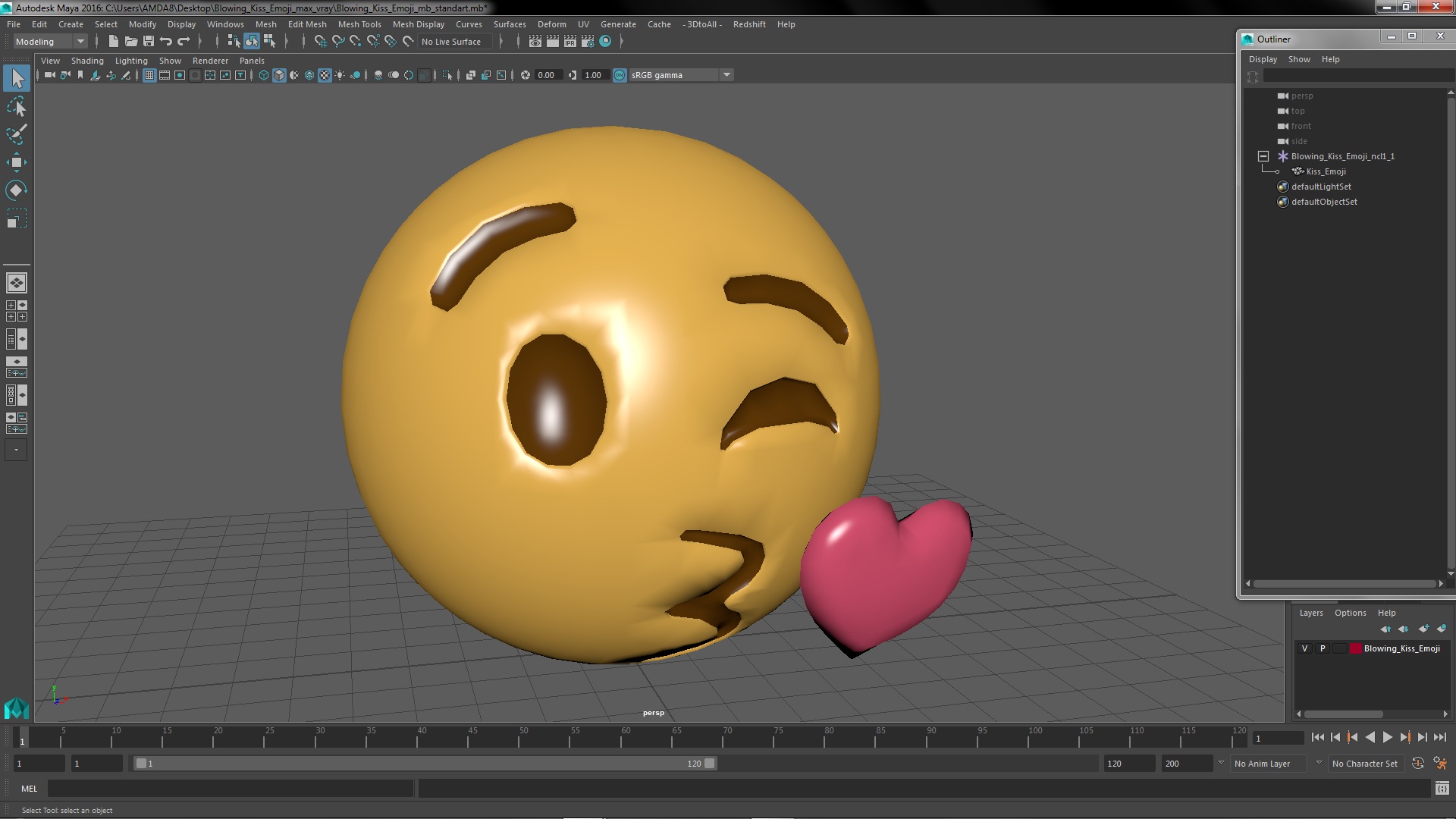 3D Blowing Kiss Emoji model