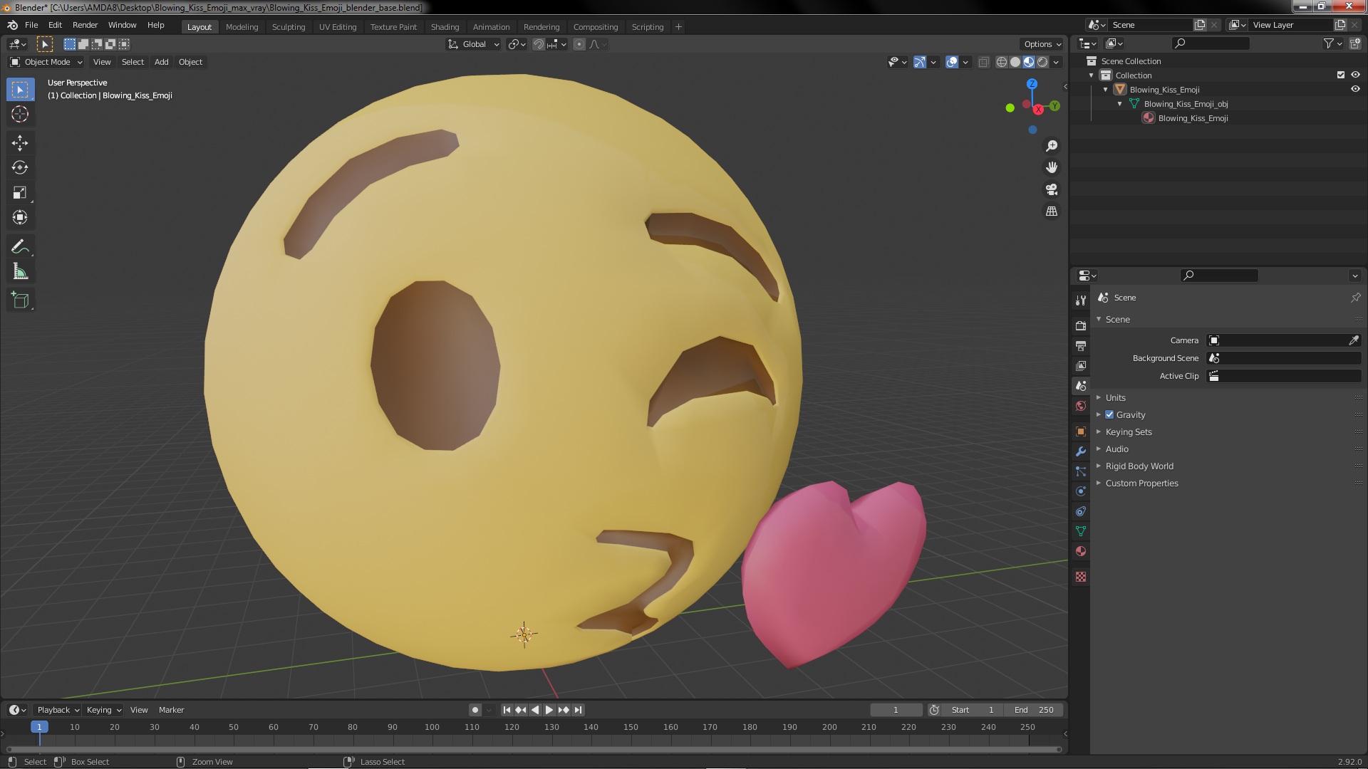 3D Blowing Kiss Emoji model