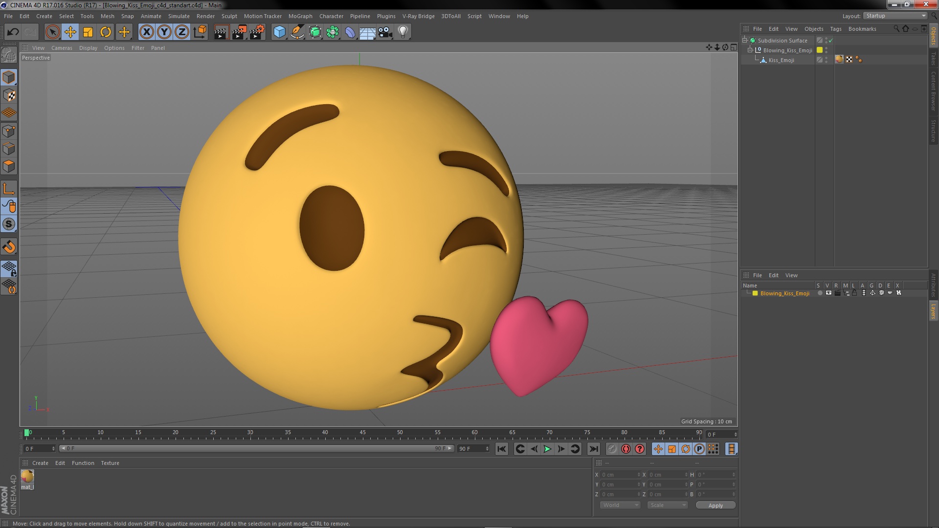 3D Blowing Kiss Emoji model