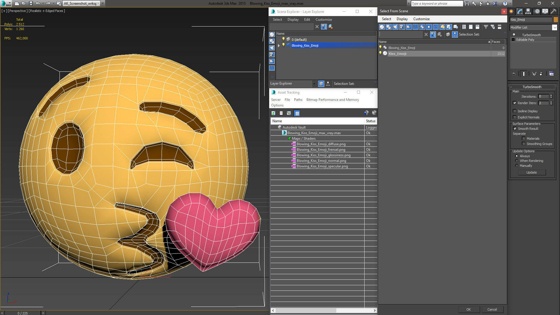 3D Blowing Kiss Emoji model