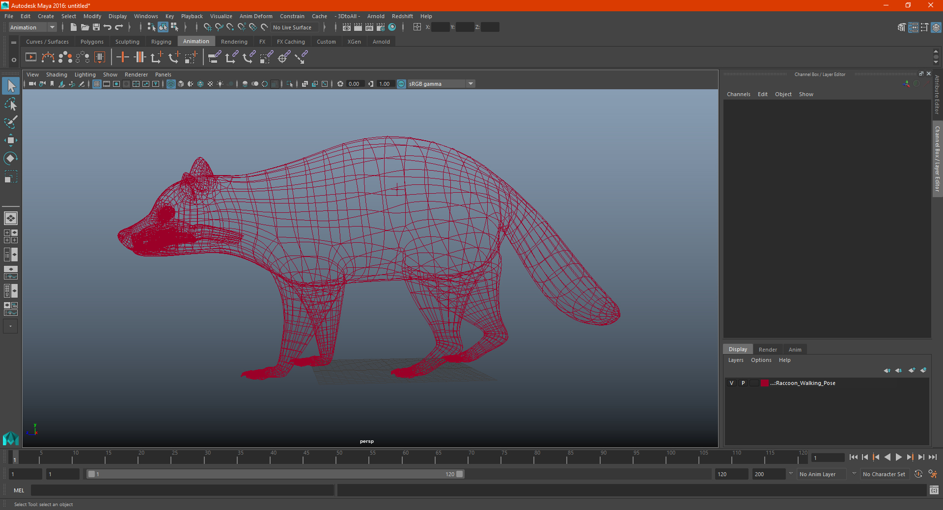 3D model Raccoon Walking Pose