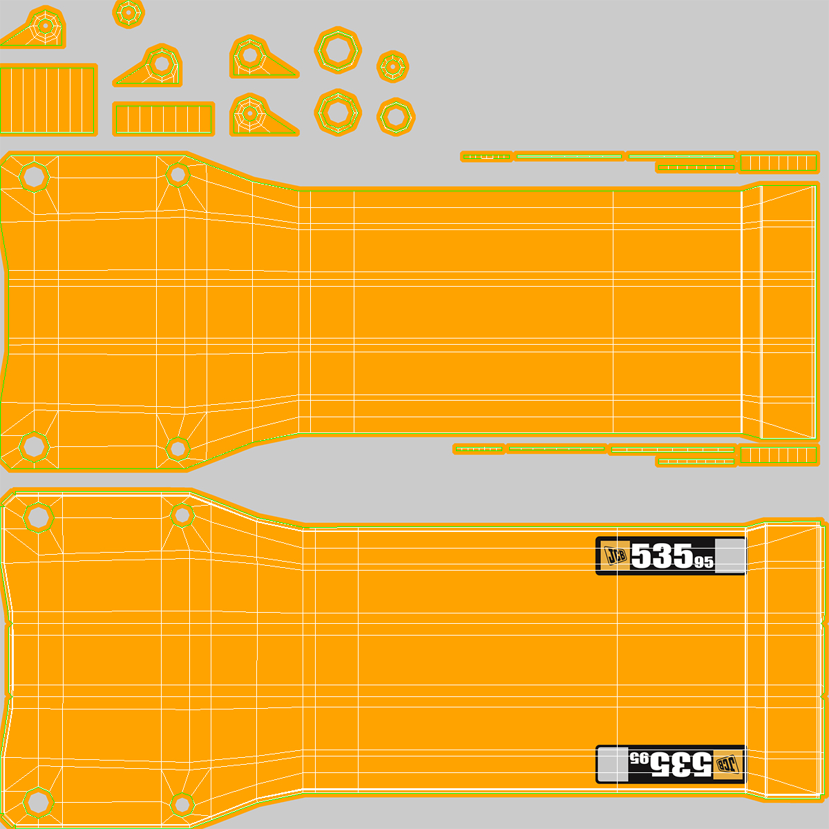 Telehandler Scoop Bucket JCB 535 Rigged 3D model