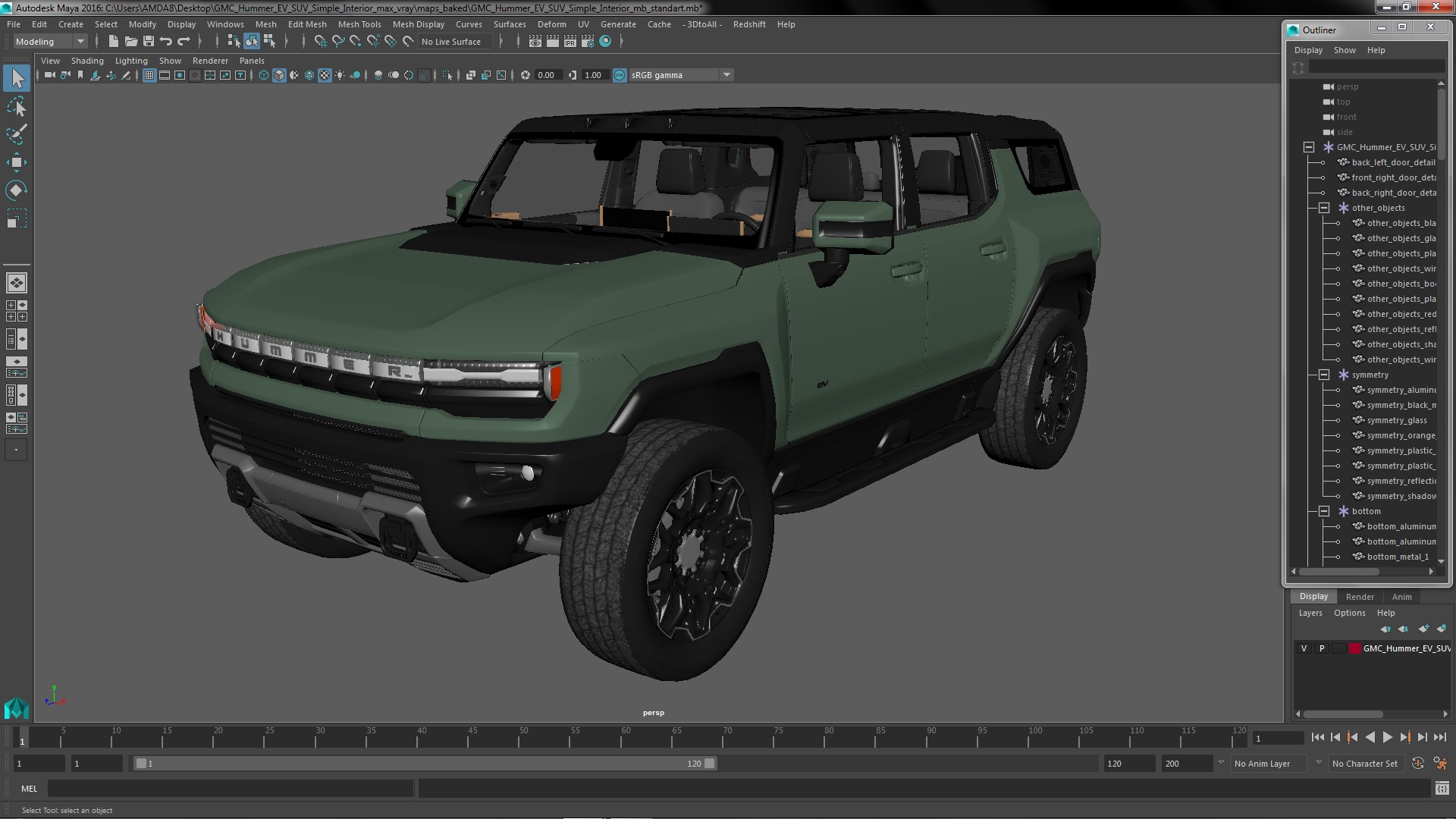 3D GMC Hummer EV SUV Simple Interior model