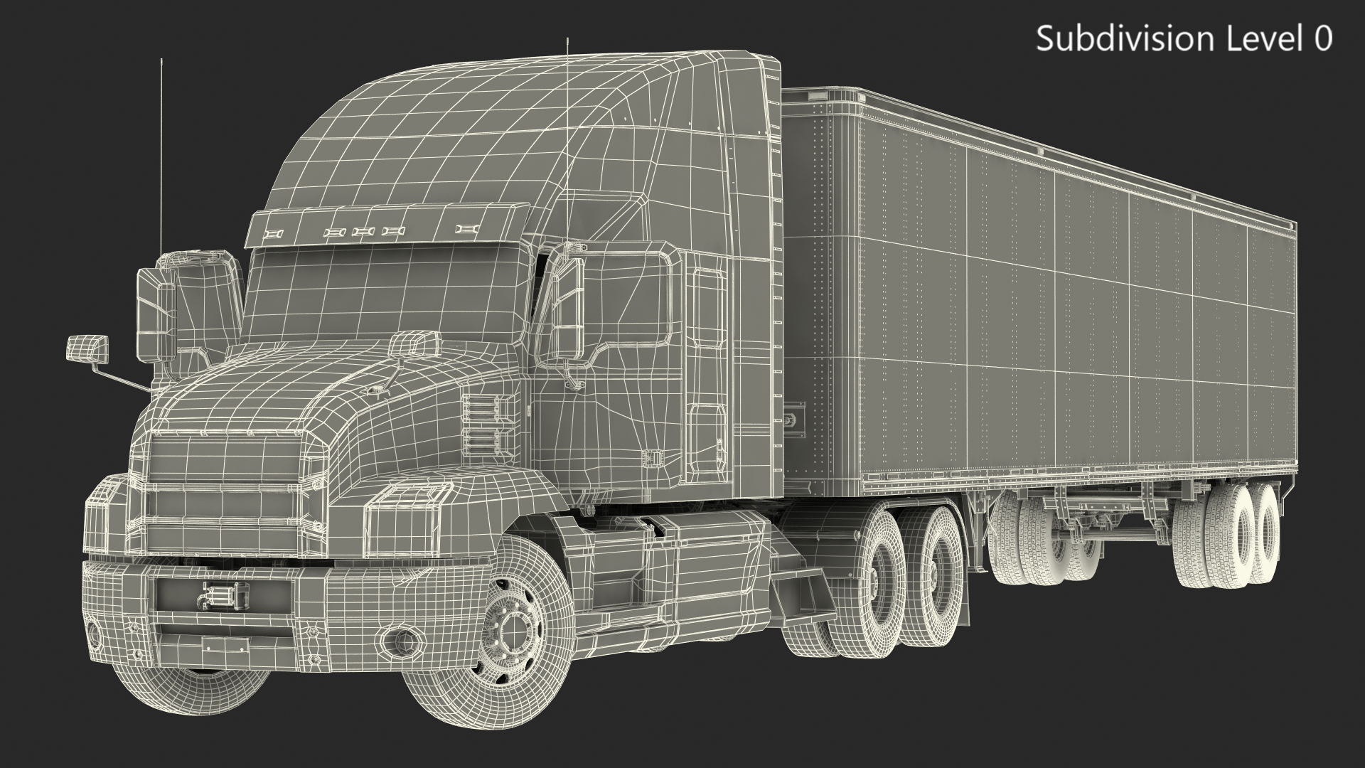 3D Semi Truck with Trailer Generic Rigged model