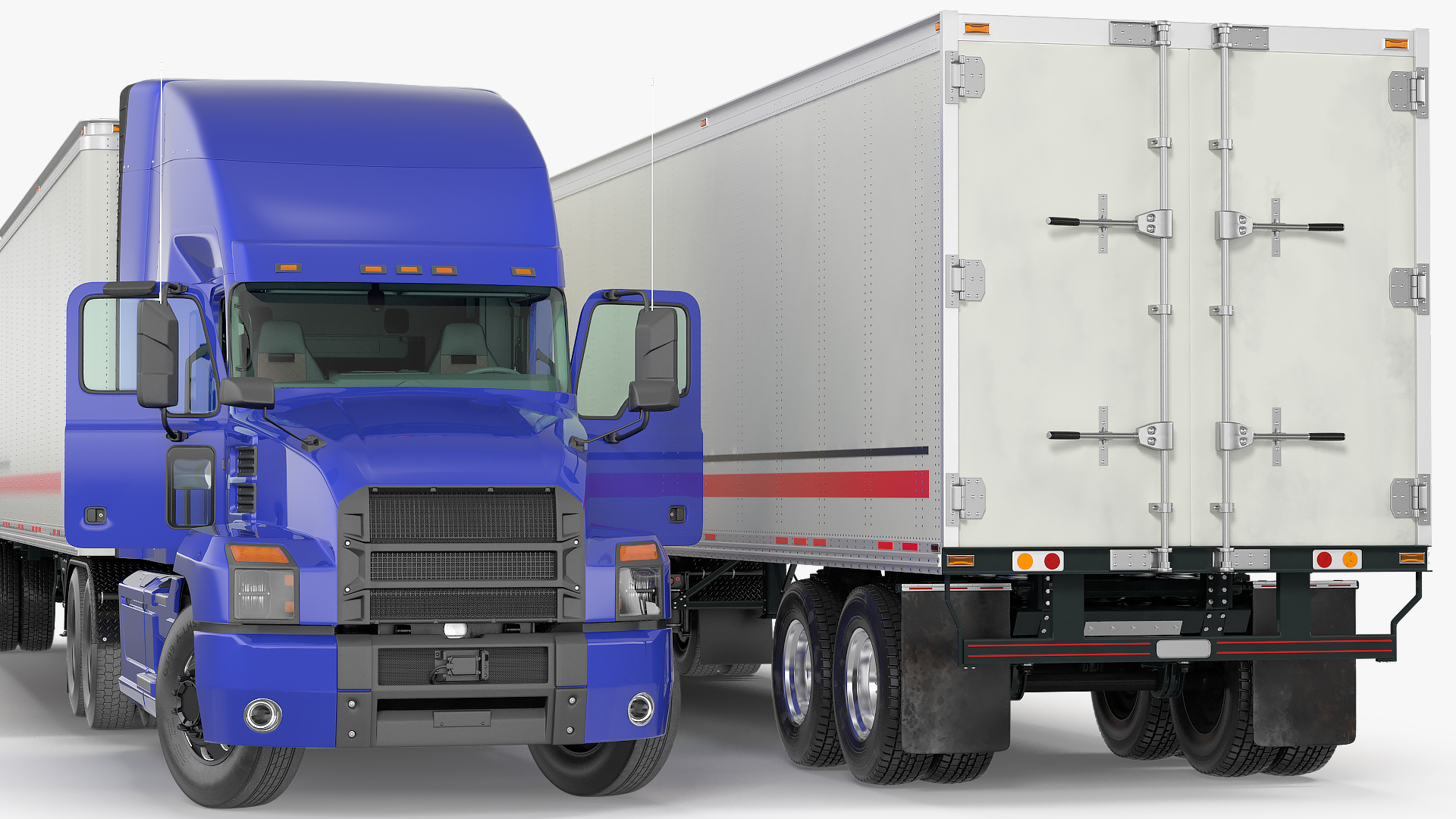 3D Semi Truck with Trailer Generic Rigged model