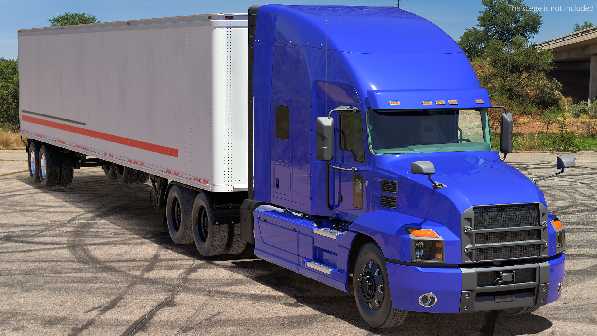 3D Semi Truck with Trailer Generic Rigged model
