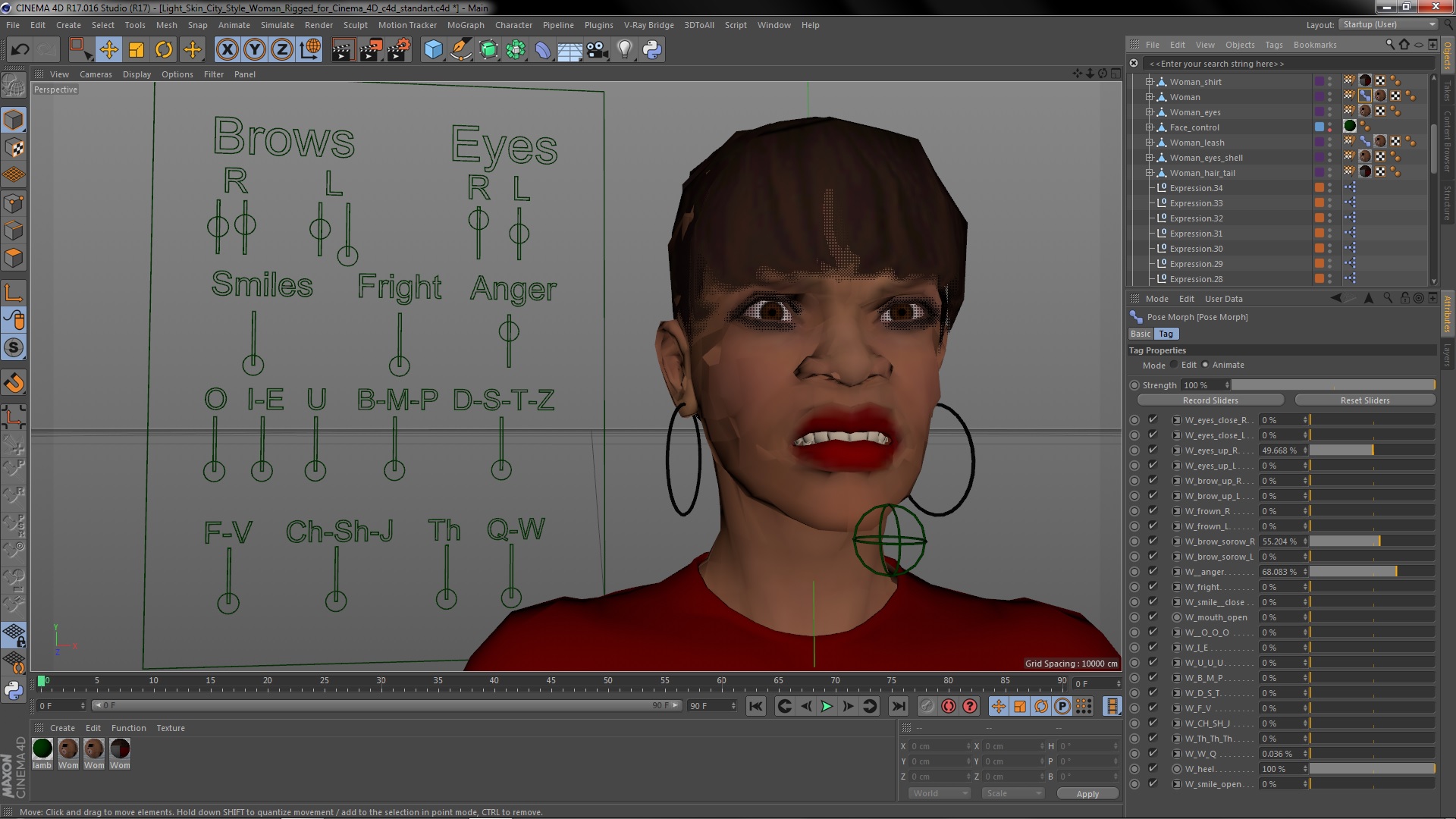 3D Light Skin City Style Woman Rigged for Cinema 4D model