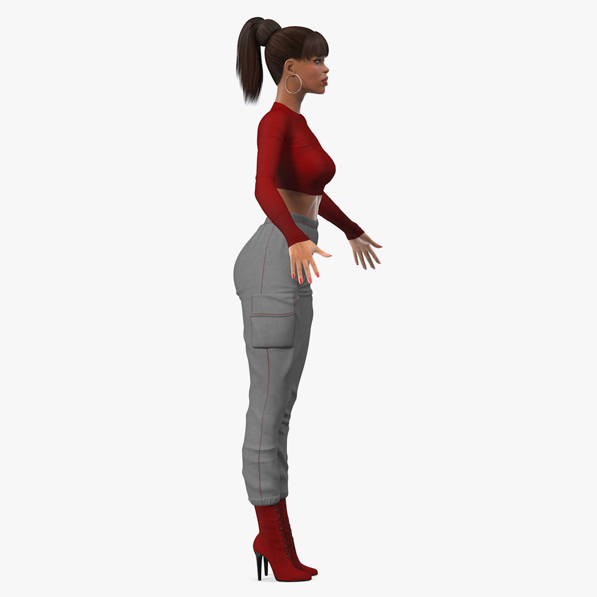 3D Light Skin City Style Woman Rigged for Cinema 4D model