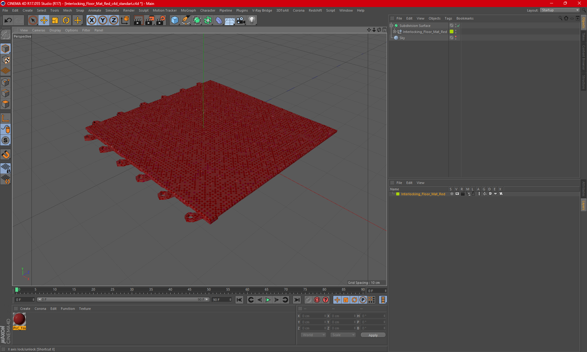 3D Interlocking Floor Mat Red
