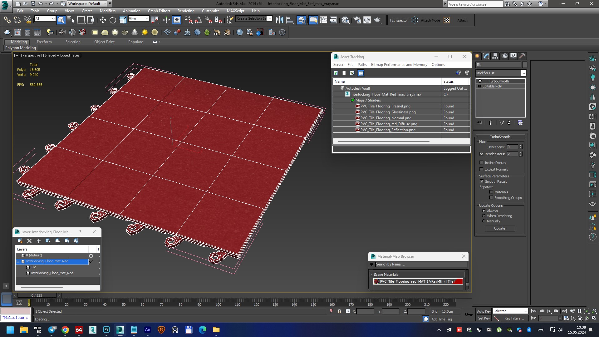 3D Interlocking Floor Mat Red