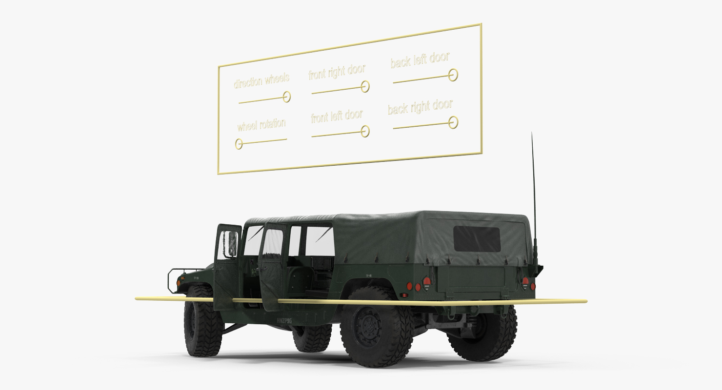 3D Soft Top Military Car HMMWV m1035 Rigged Green