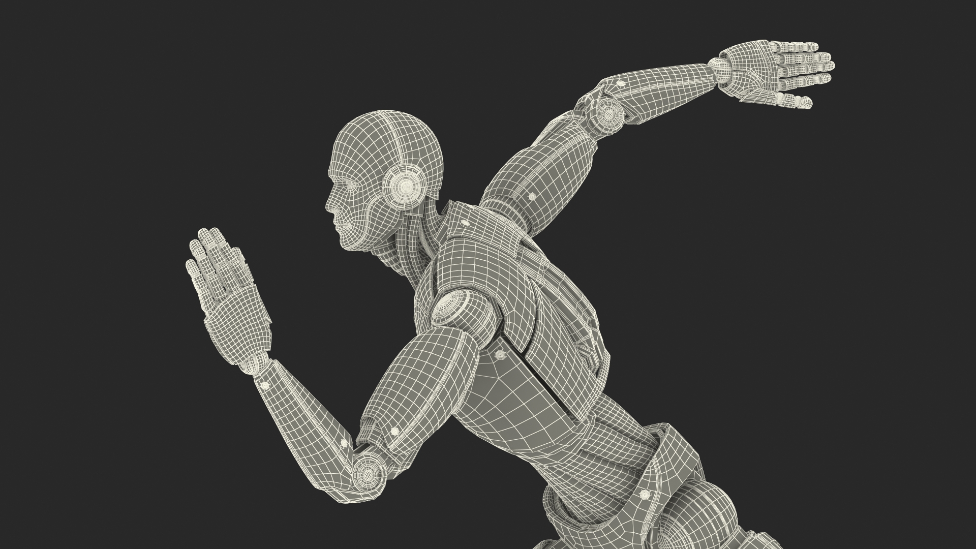 3D Advanced Male Humanoid Robot Running Pose