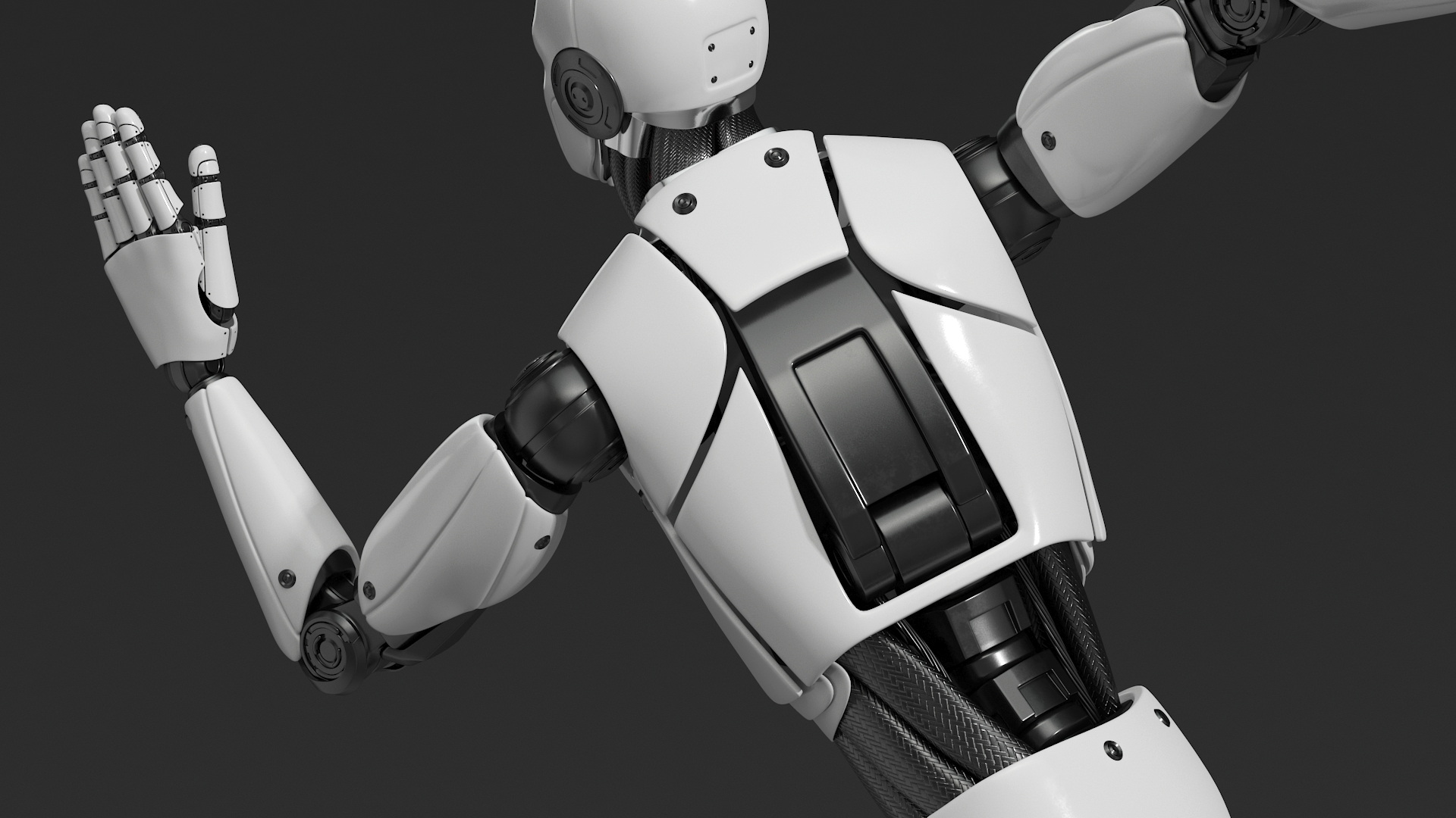 3D Advanced Male Humanoid Robot Running Pose