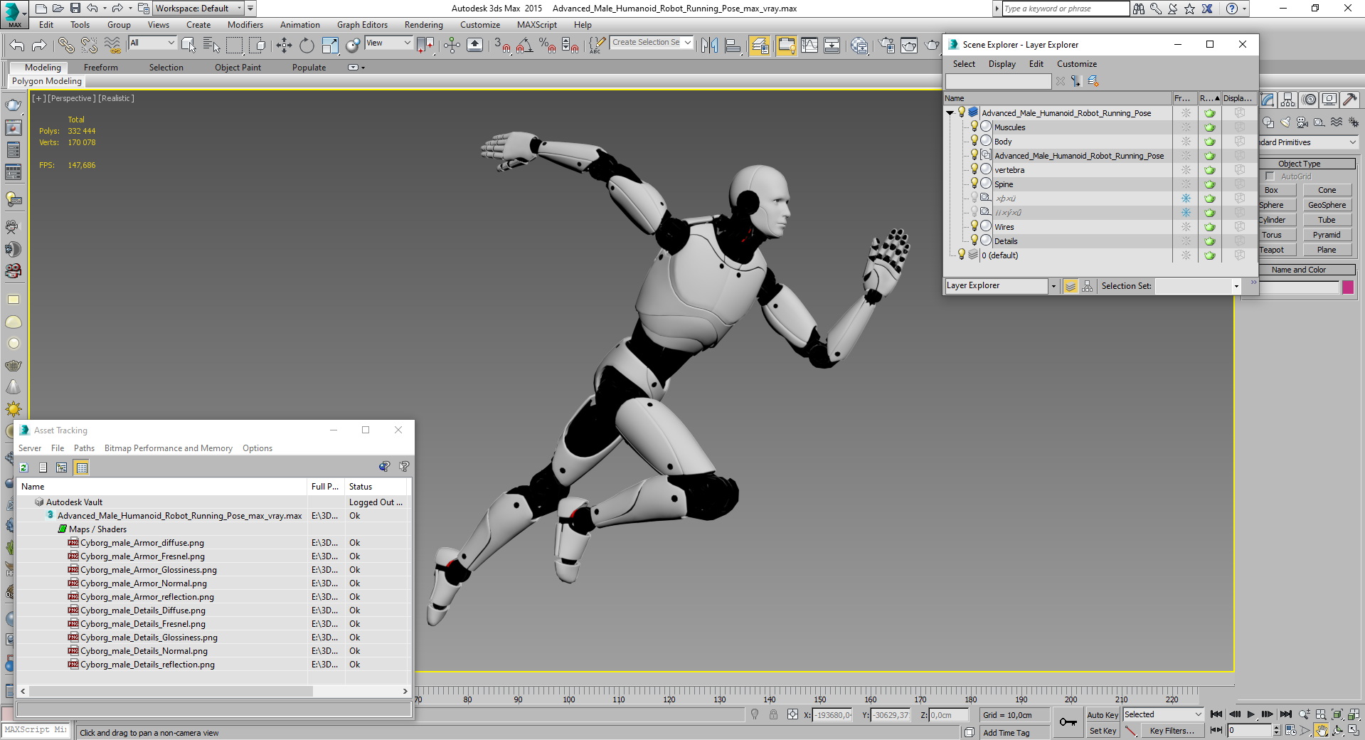 3D Advanced Male Humanoid Robot Running Pose