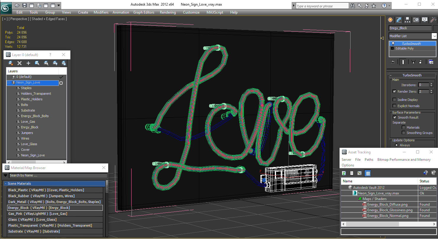 Neon Sign Love 3D model