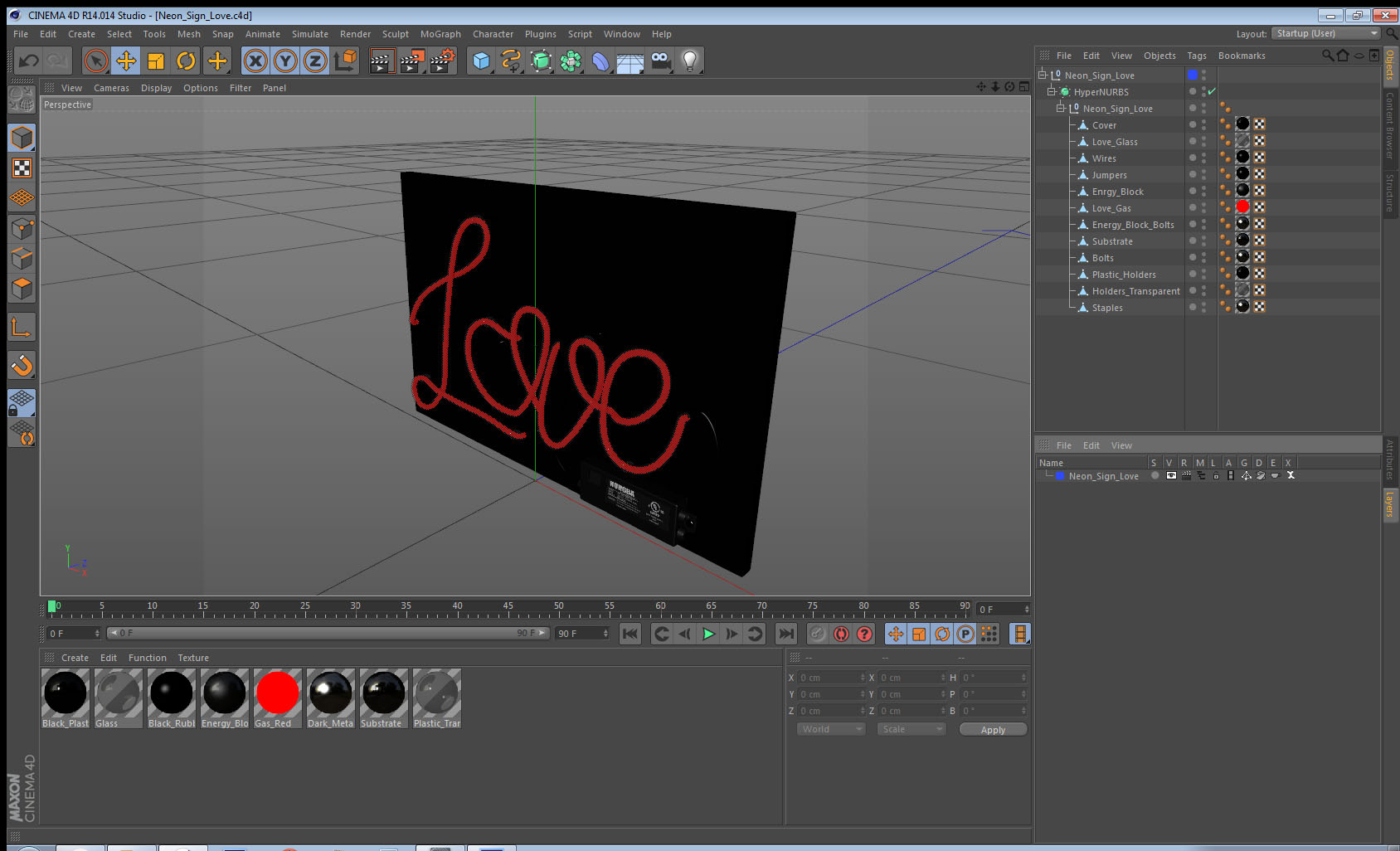 Neon Sign Love 3D model