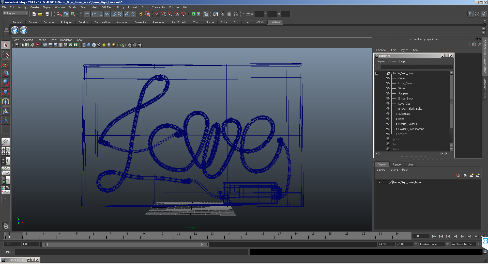 Neon Sign Love 3D model