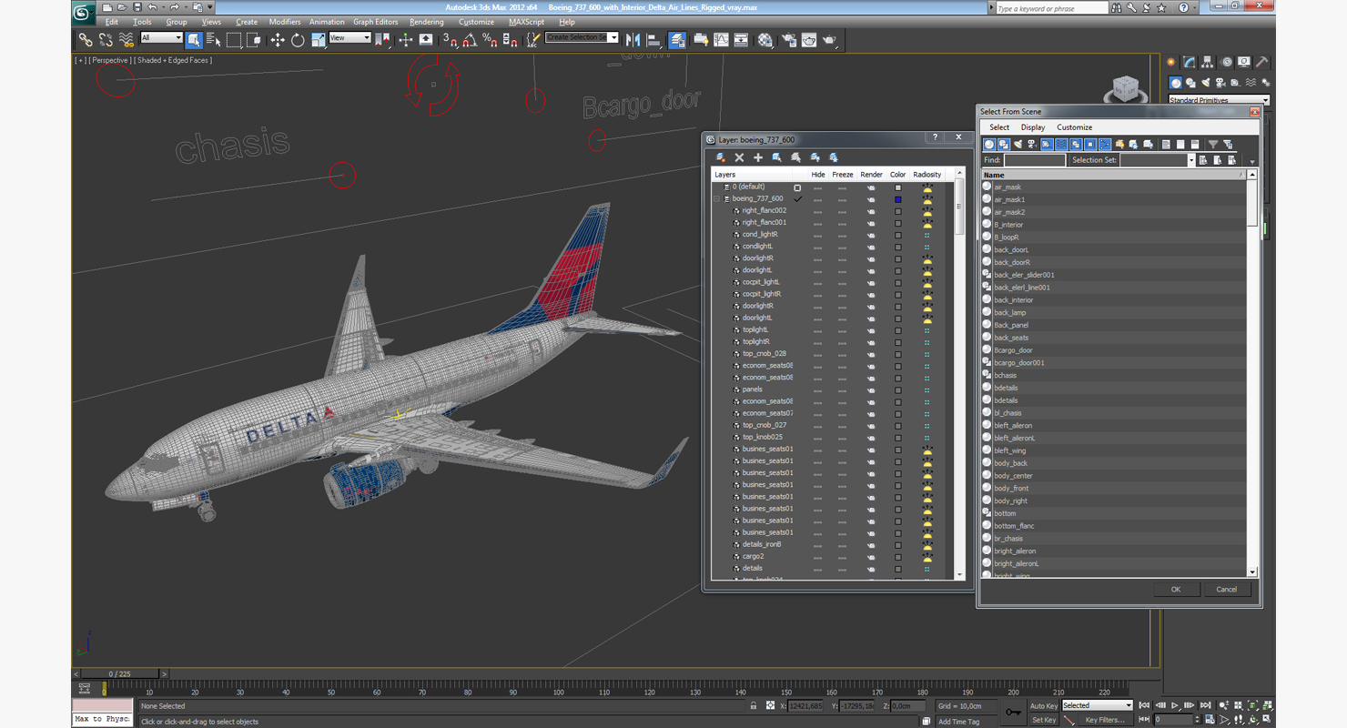 3D Boeing 737 600 with Interior Delta Air Lines Rigged
