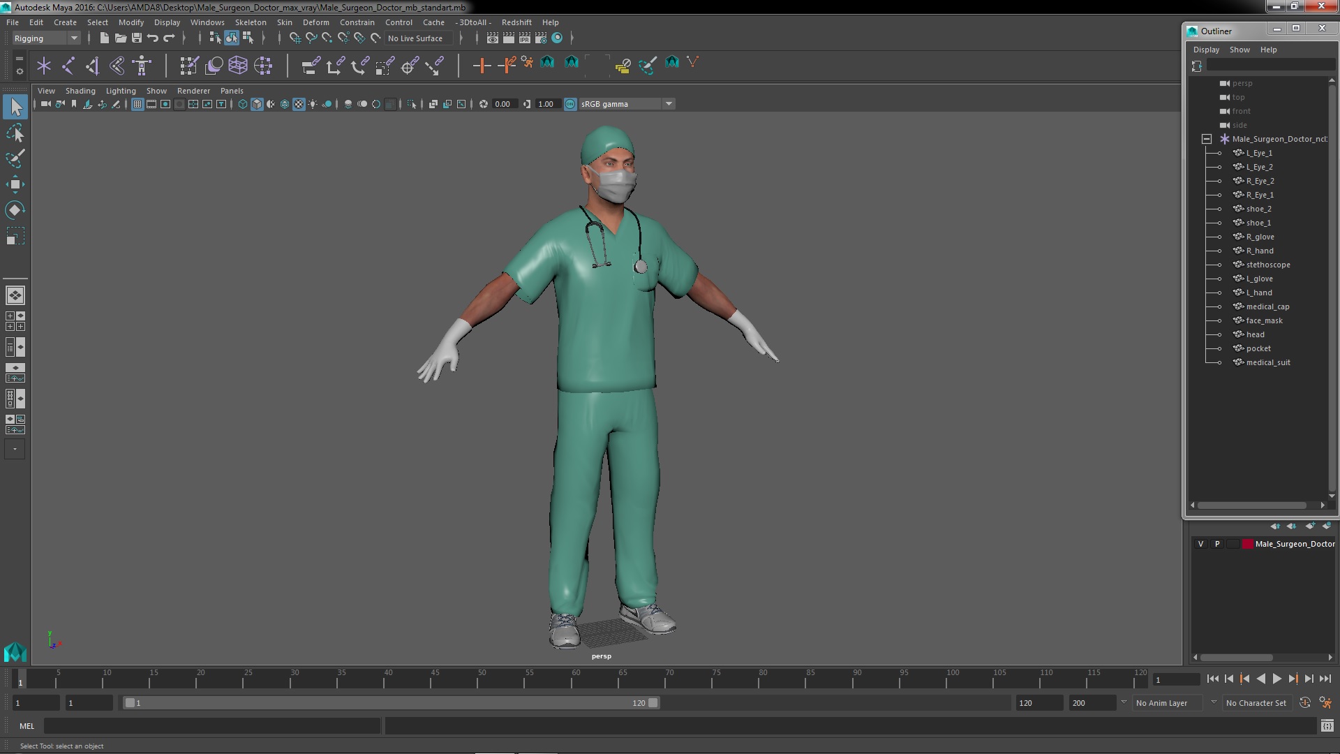 Male Surgeon Doctor 3D model