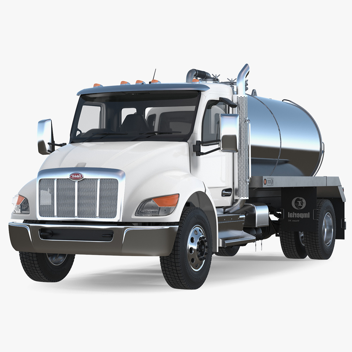 3D White Vacuum Truck Peterbilt 537 Rigged for Maya model