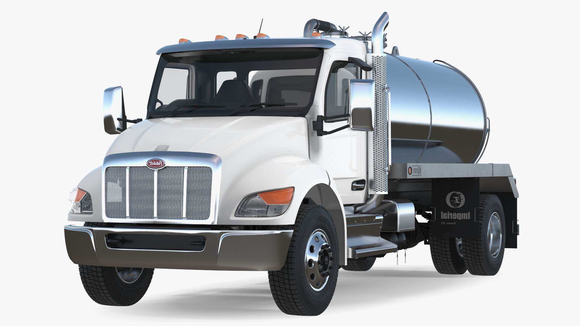 3D White Vacuum Truck Peterbilt 537 Rigged for Maya model