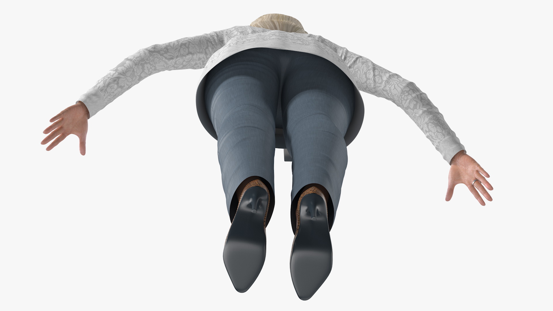 Elderly Lady in Casual Clothes T Pose 3D
