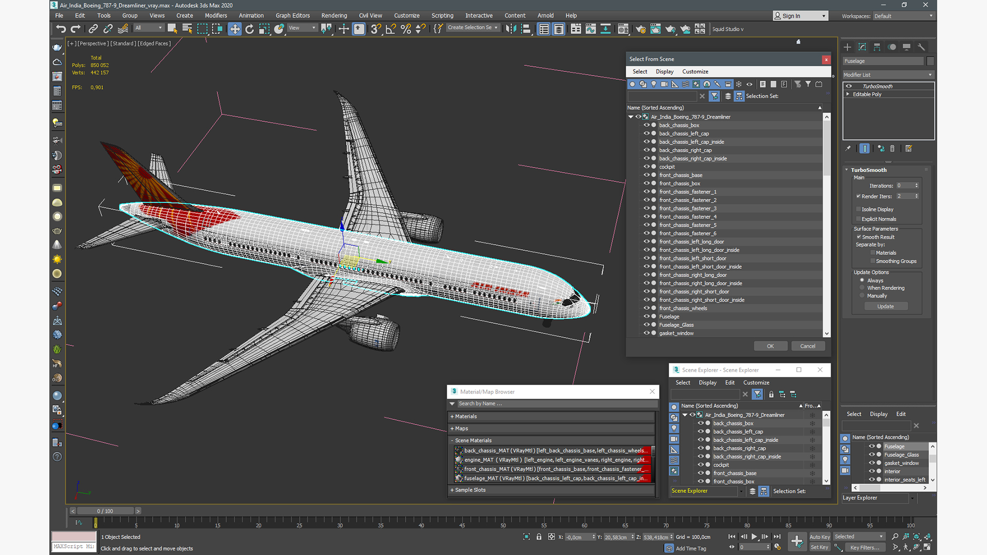3D Air India Boeing 787-9 Dreamliner model