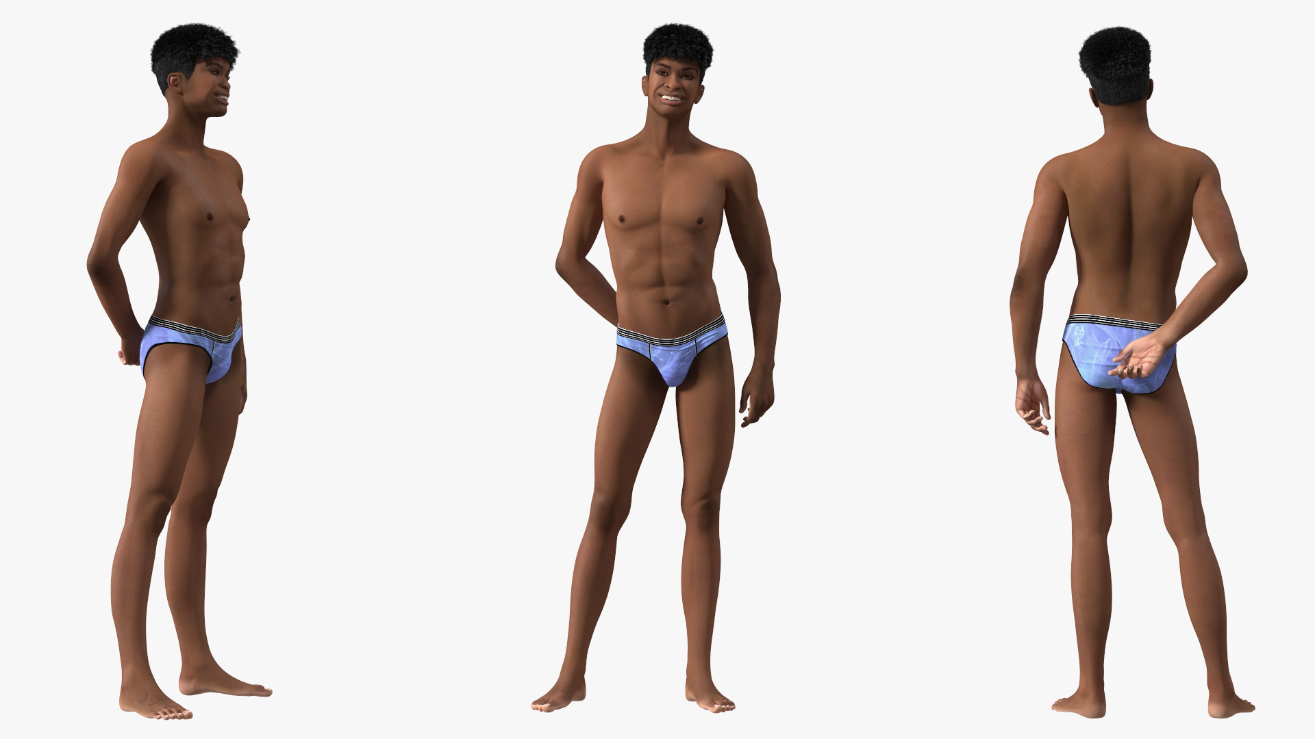 3D Light Skin Young Man Smiling Pose model