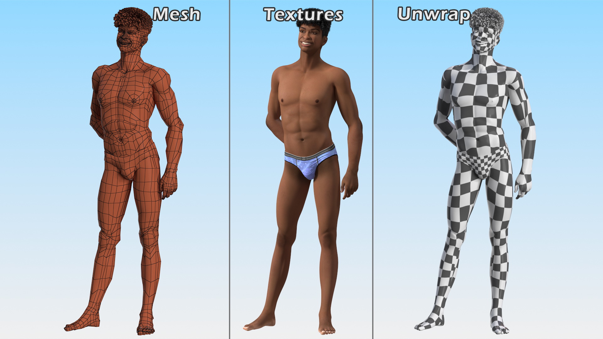 3D Light Skin Young Man Smiling Pose model