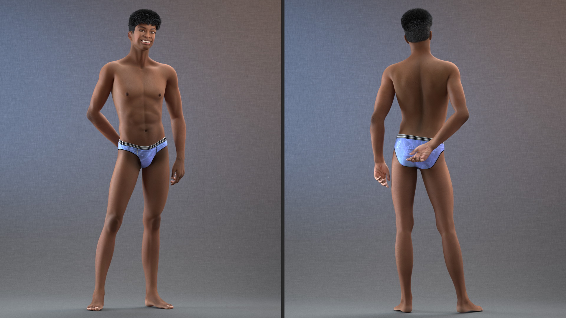 3D Light Skin Young Man Smiling Pose model