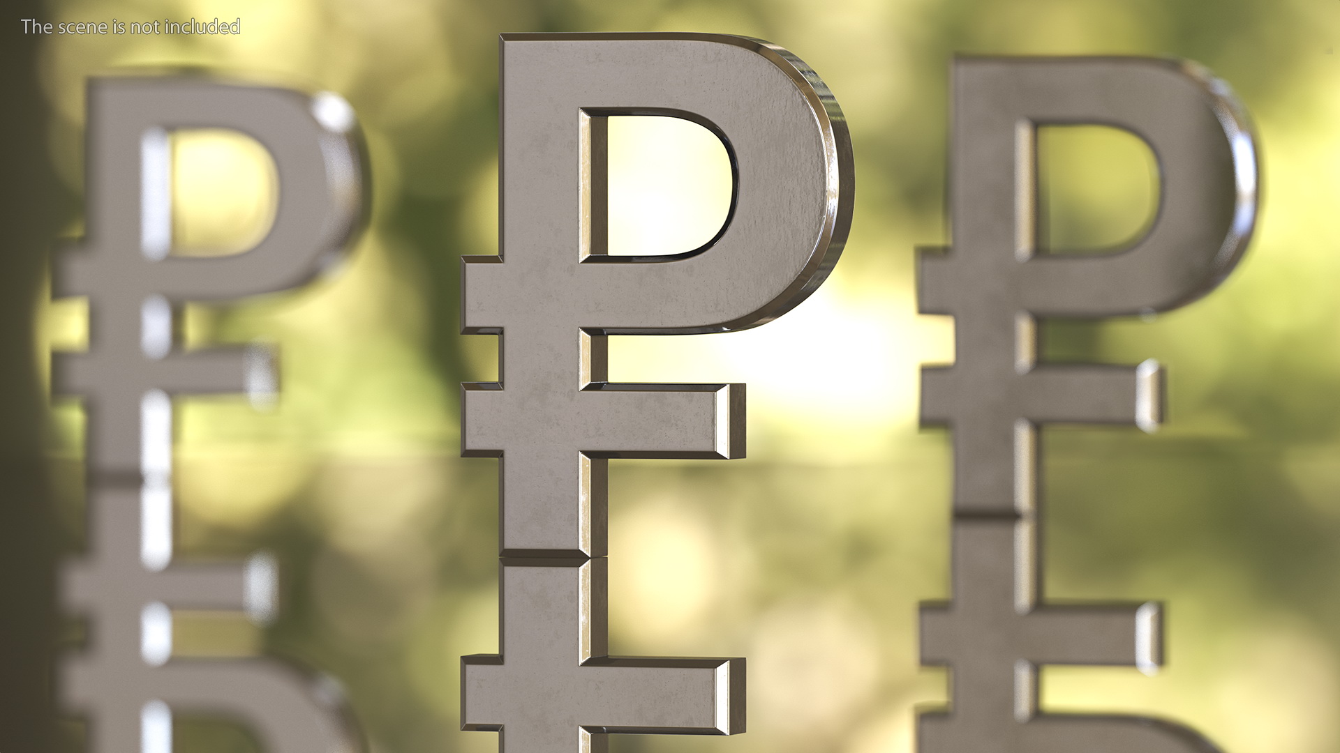 Russian Rouble Currency Symbol Silver 3D