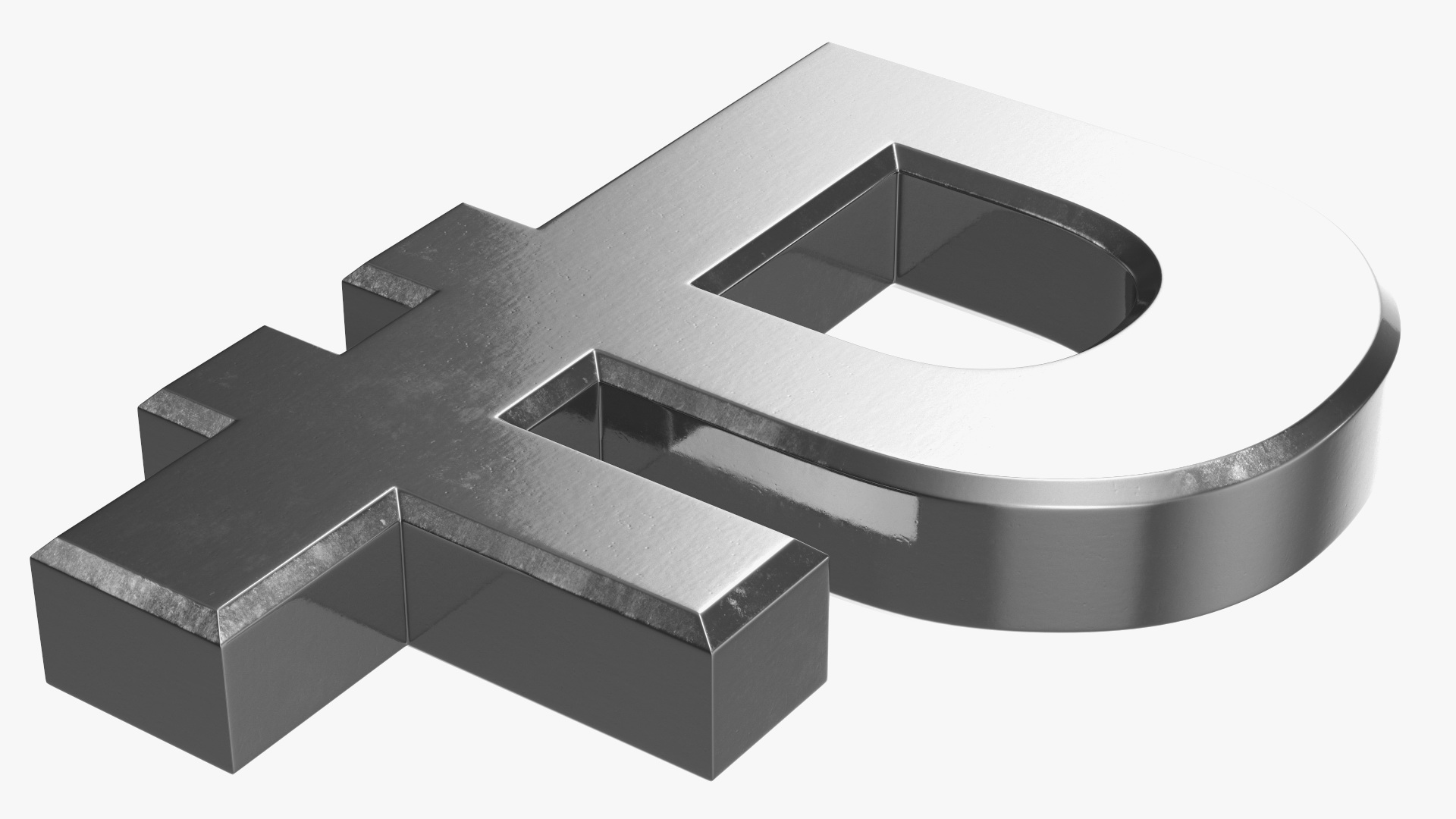 Russian Rouble Currency Symbol Silver 3D