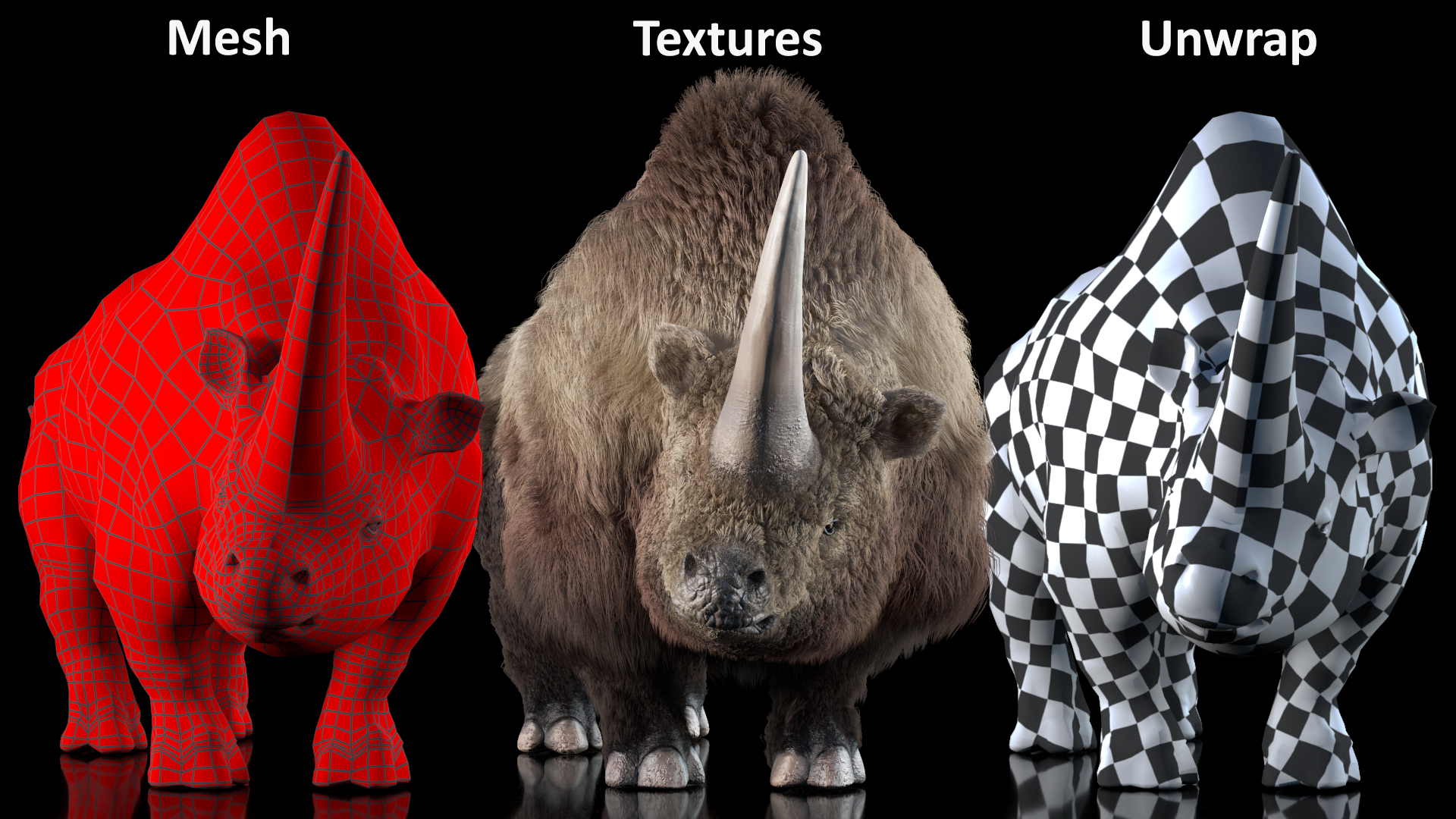 3D Siberian Unicorn Walking Pose Fur model