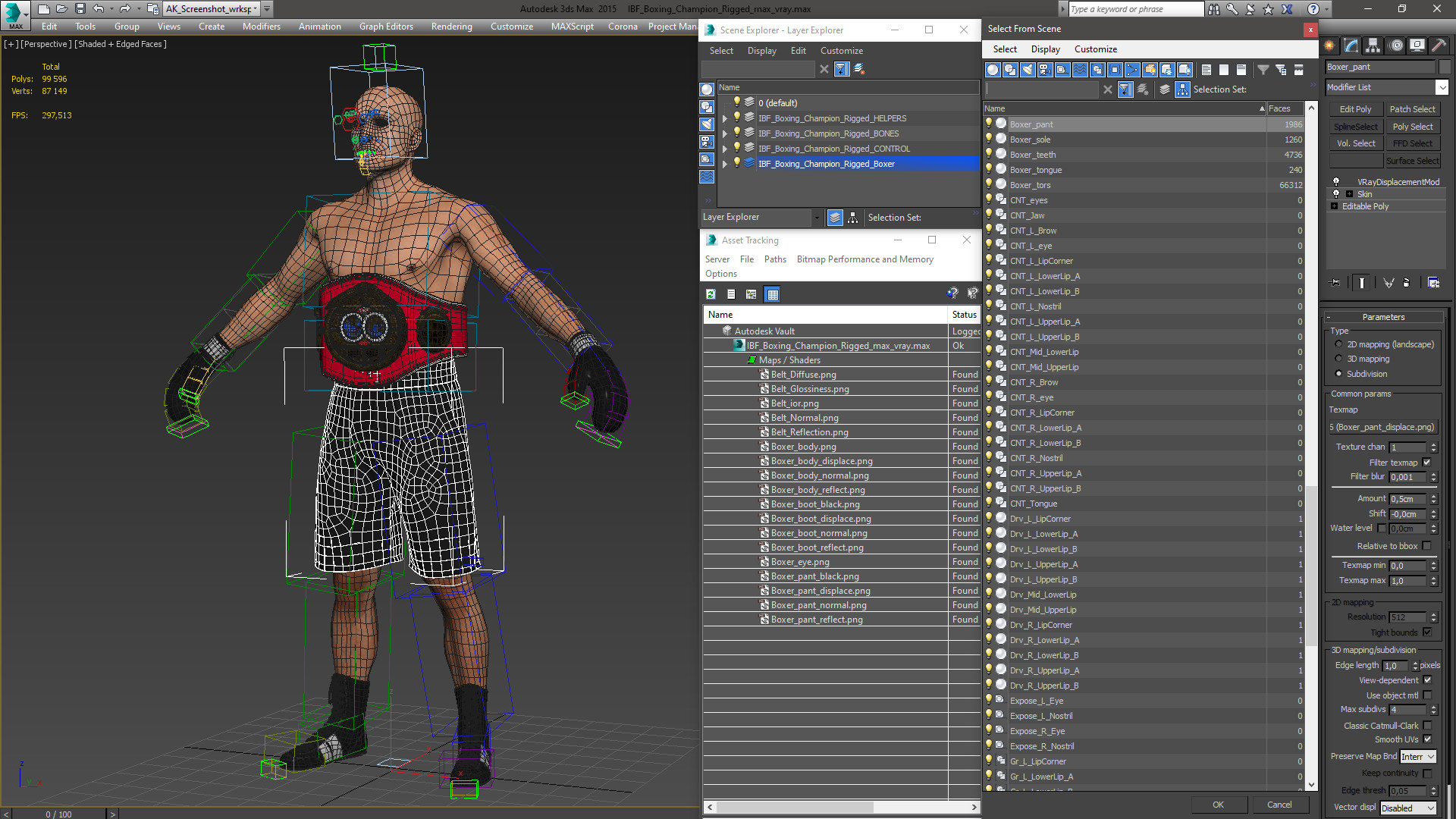 3D model IBF Boxing Champion Rigged for Maya