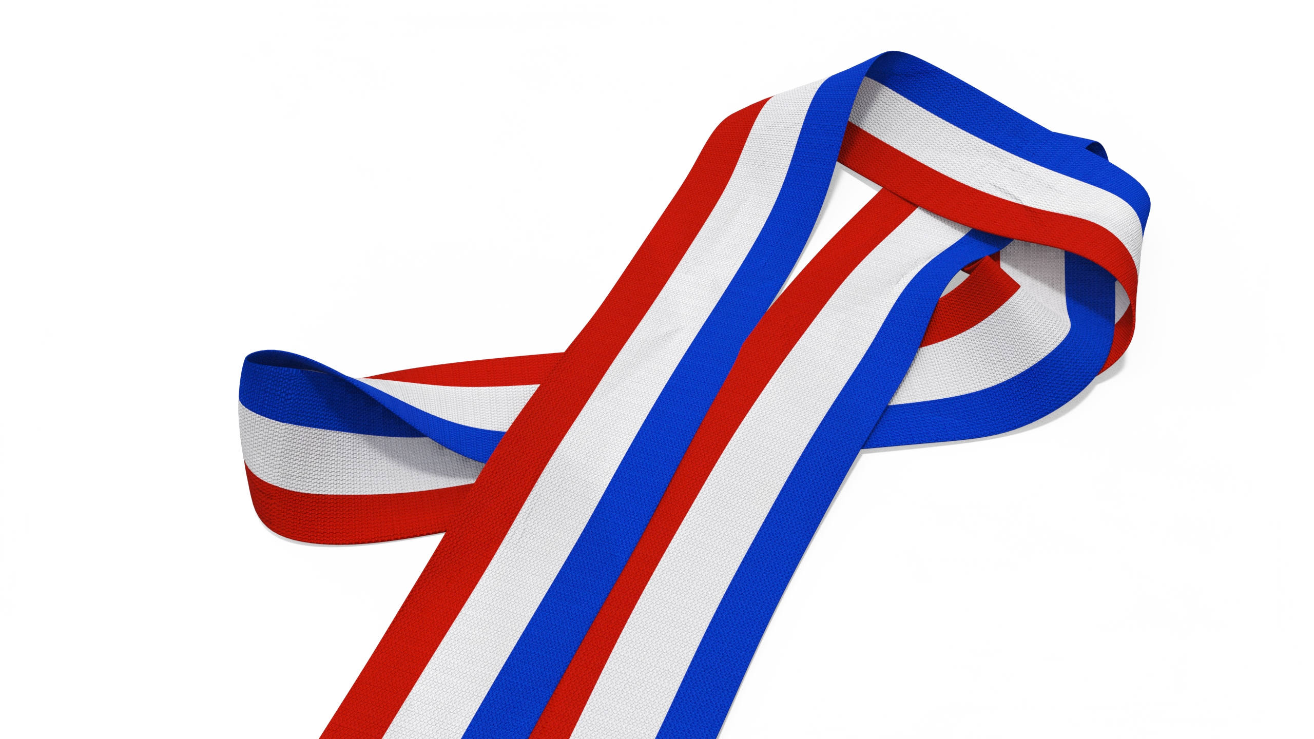 3D Silver Award Medal with Striped Ribbon model