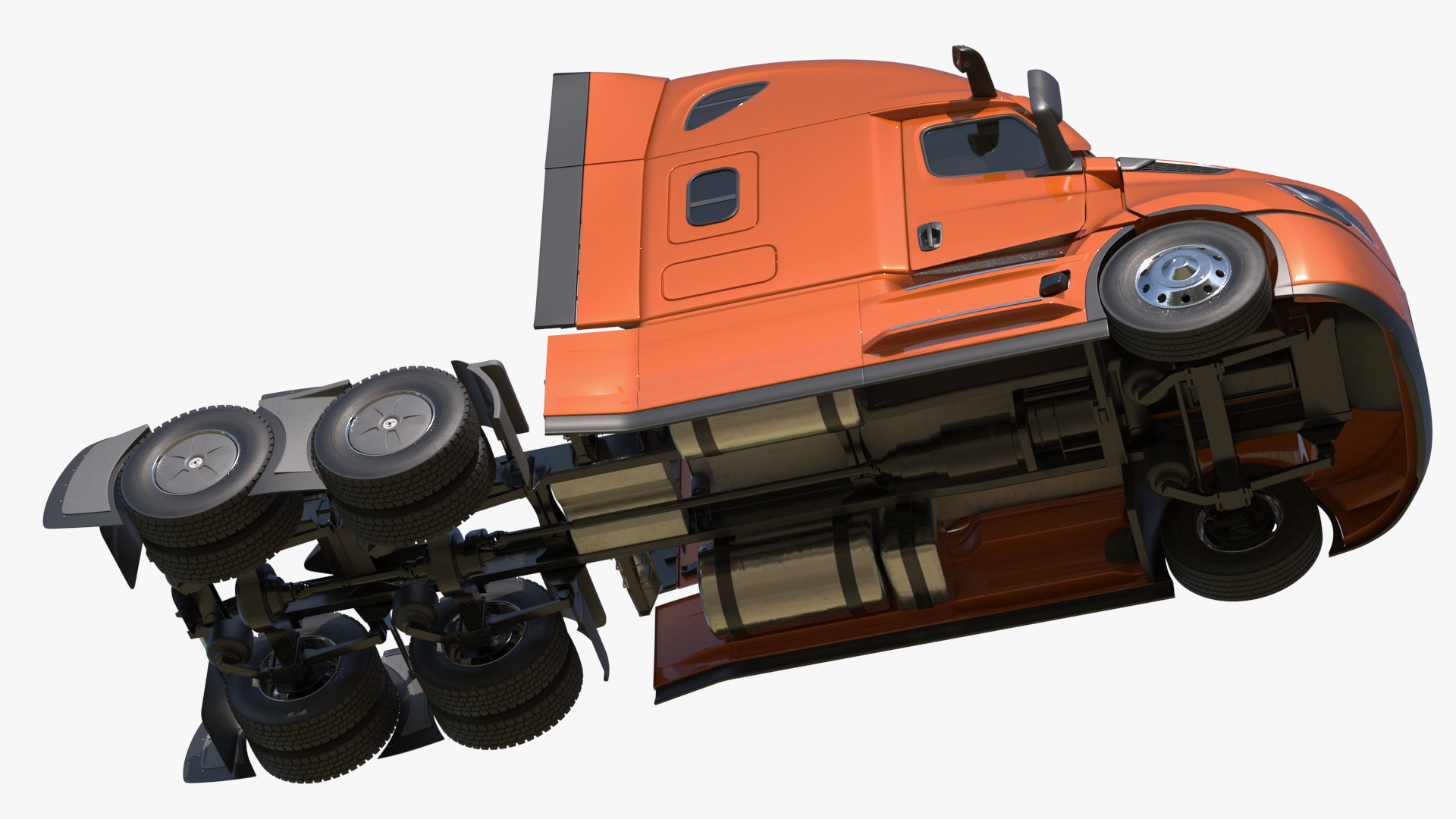 Modern Semi Truck Tractor with Sleeper Simplified - view 9