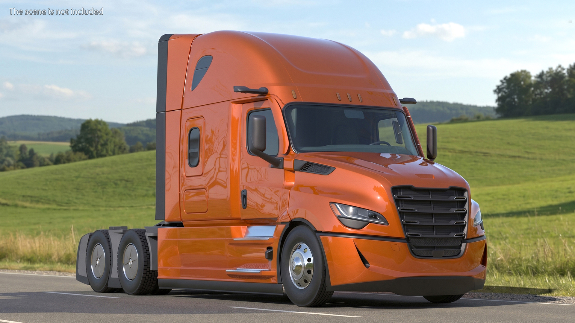 Modern Semi Truck Tractor with Sleeper Simplified - view 2