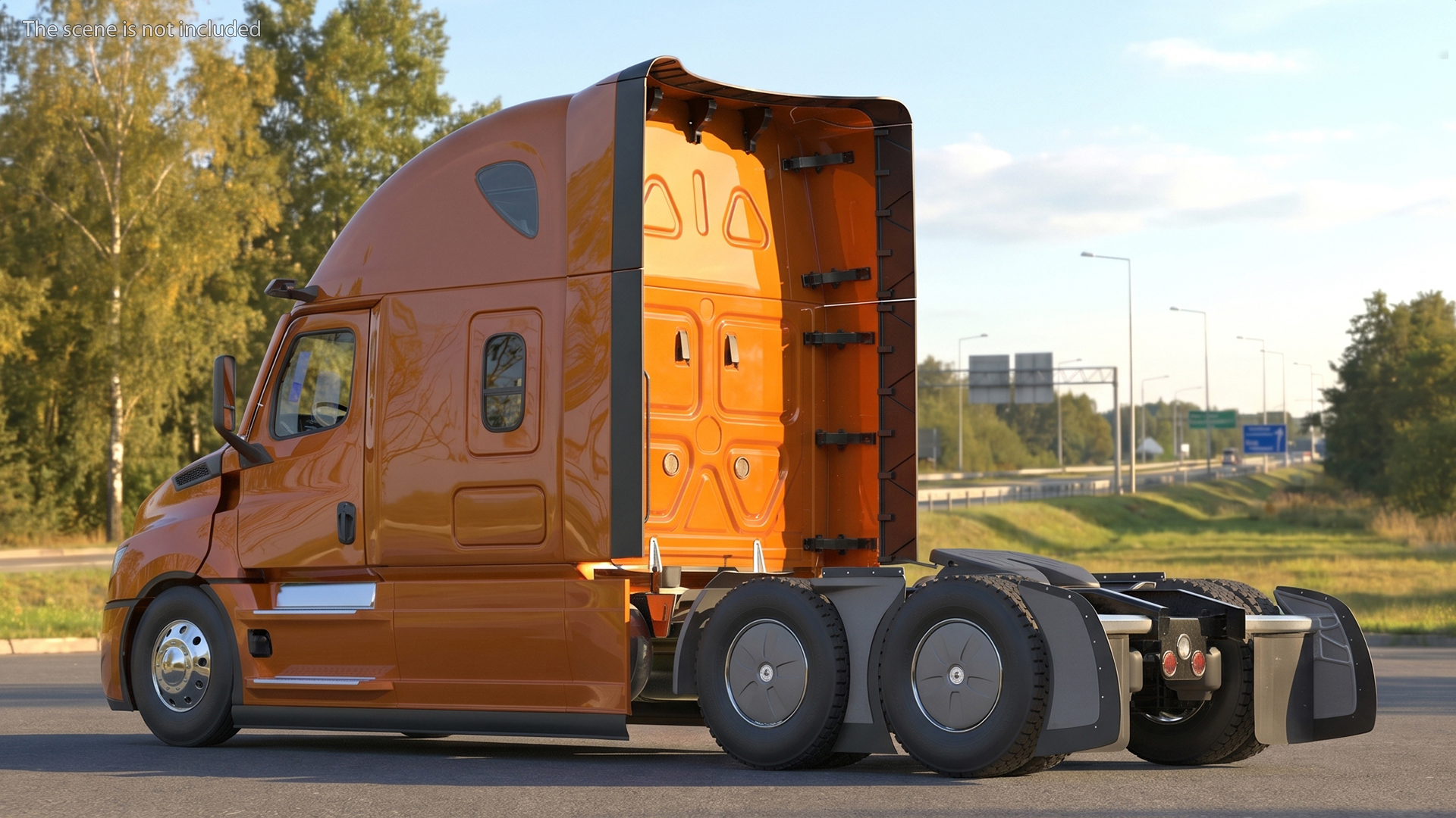 Modern Semi Truck Tractor with Sleeper Simplified - view 4