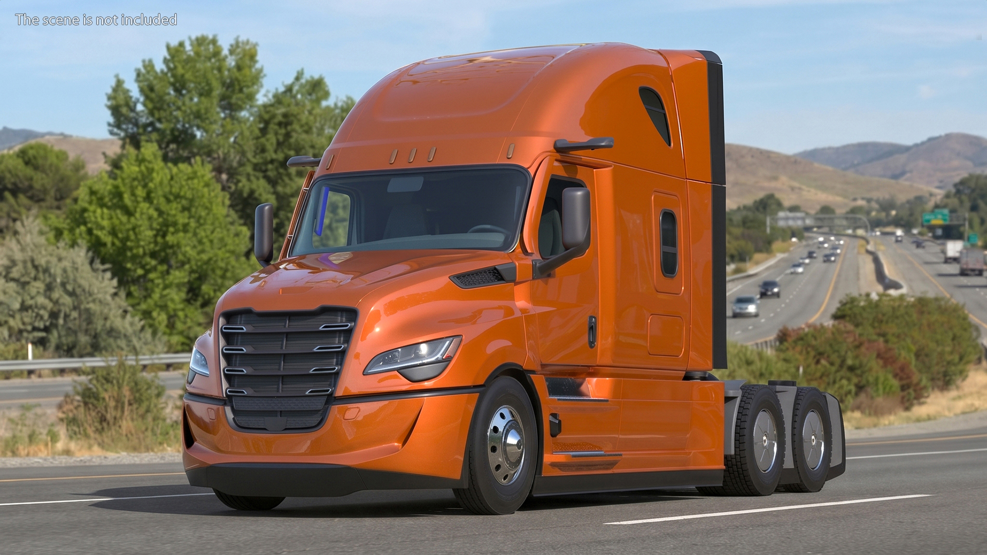 Modern Semi Truck Tractor with Sleeper Simplified - view 3