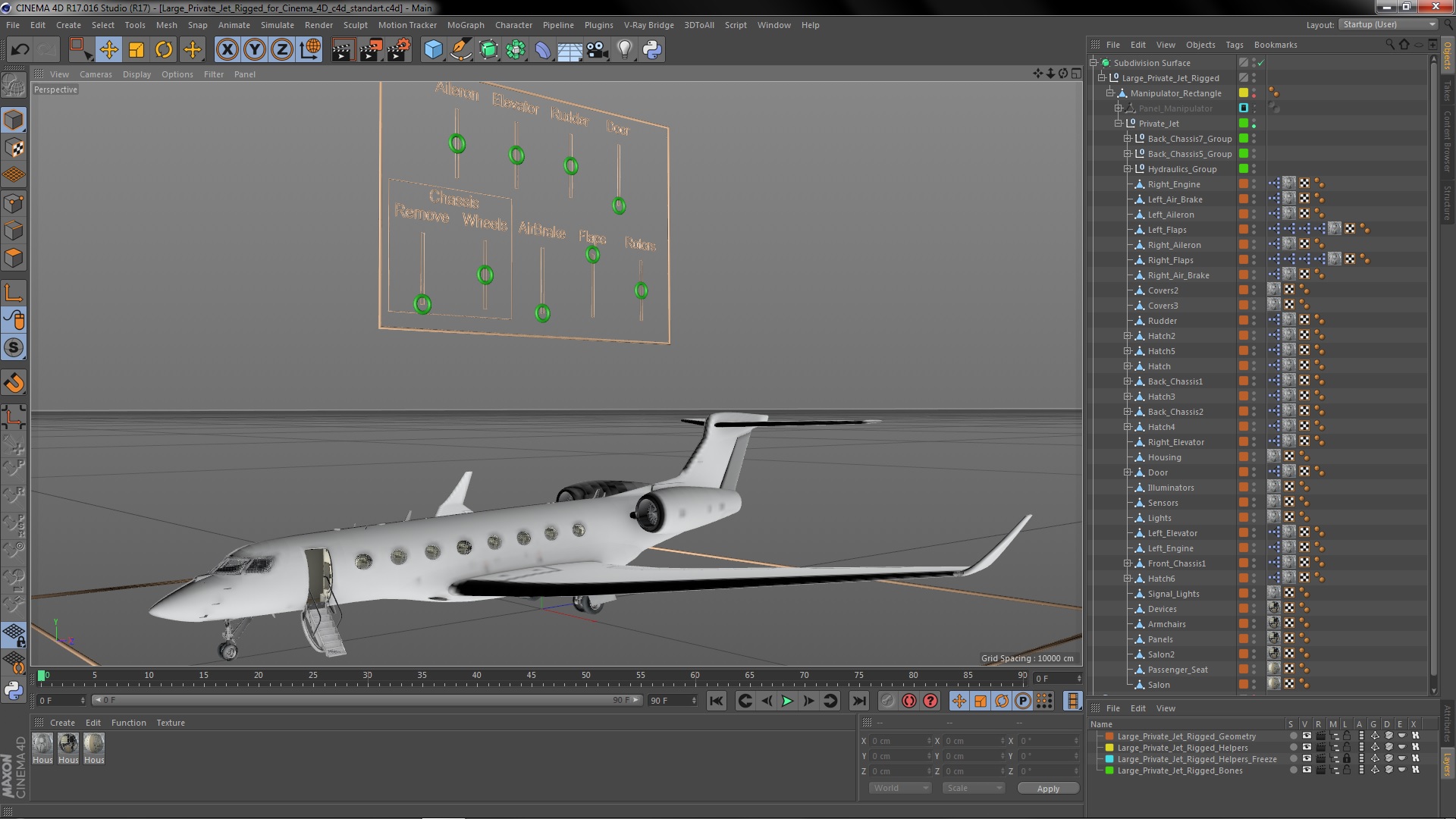 3D Large Private Jet Rigged for Cinema 4D model