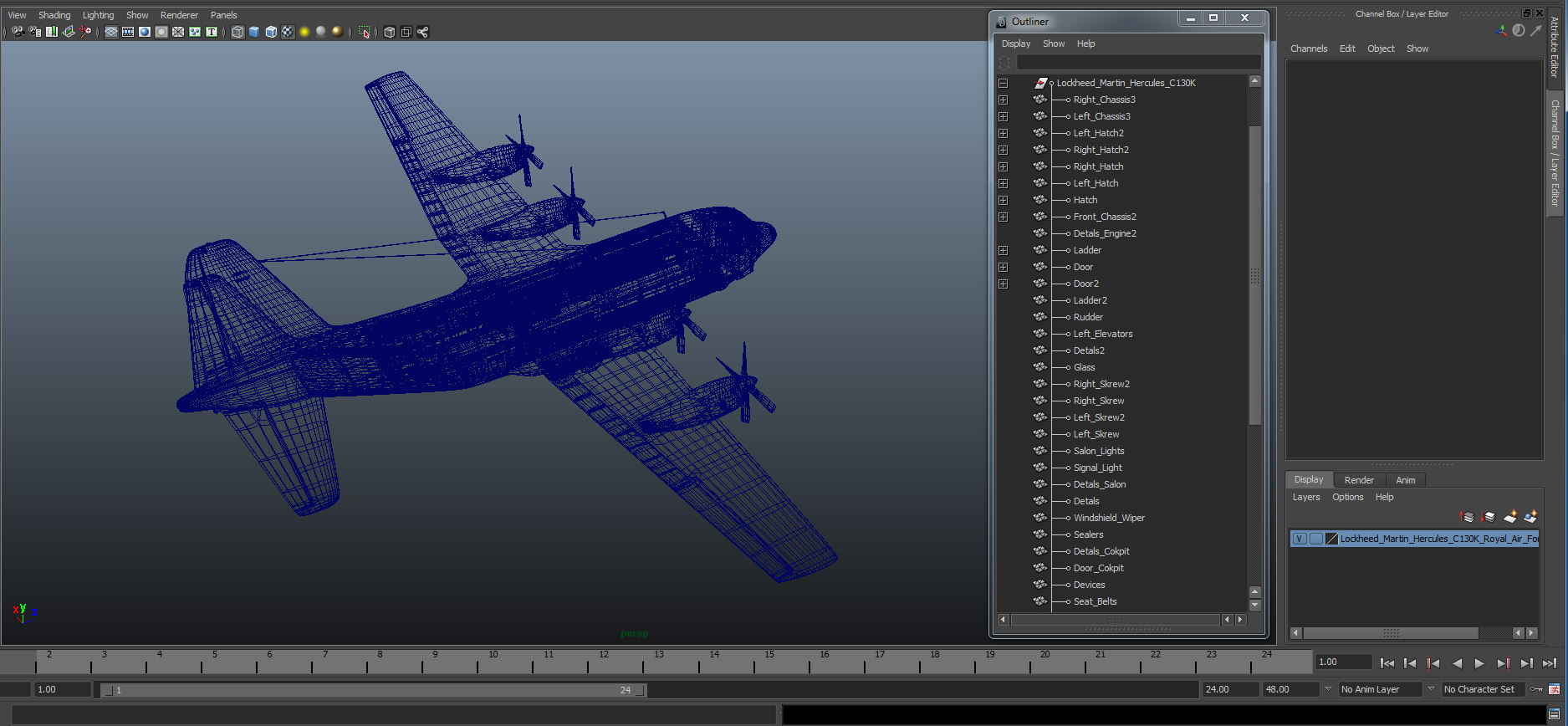 3D Lockheed Martin Hercules C130K Royal Air Force