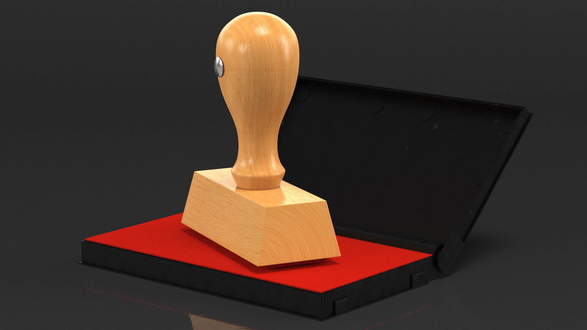 Stamp with Wood Handle and Inkpad Original 3D
