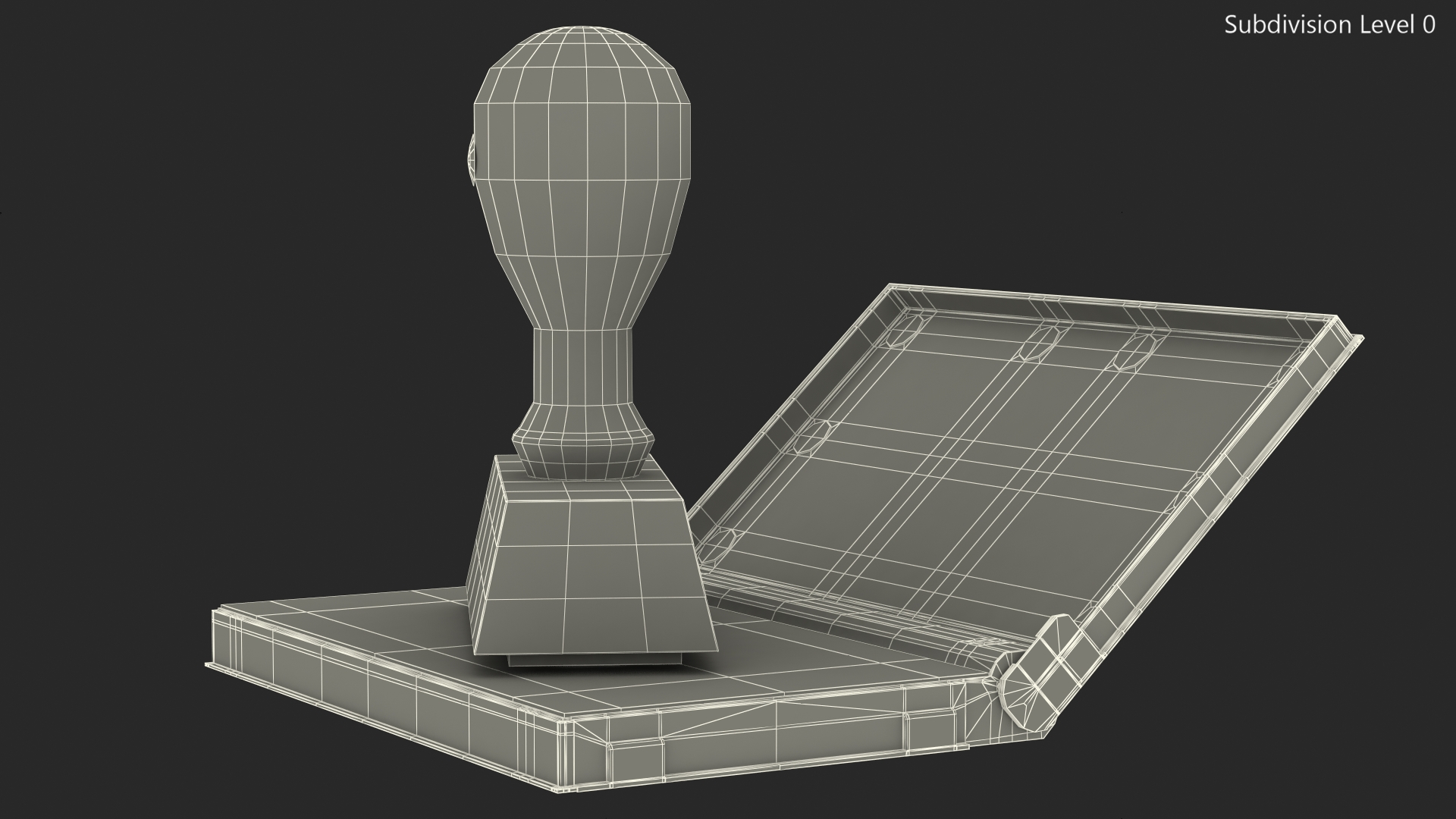 Stamp with Wood Handle and Inkpad Original 3D