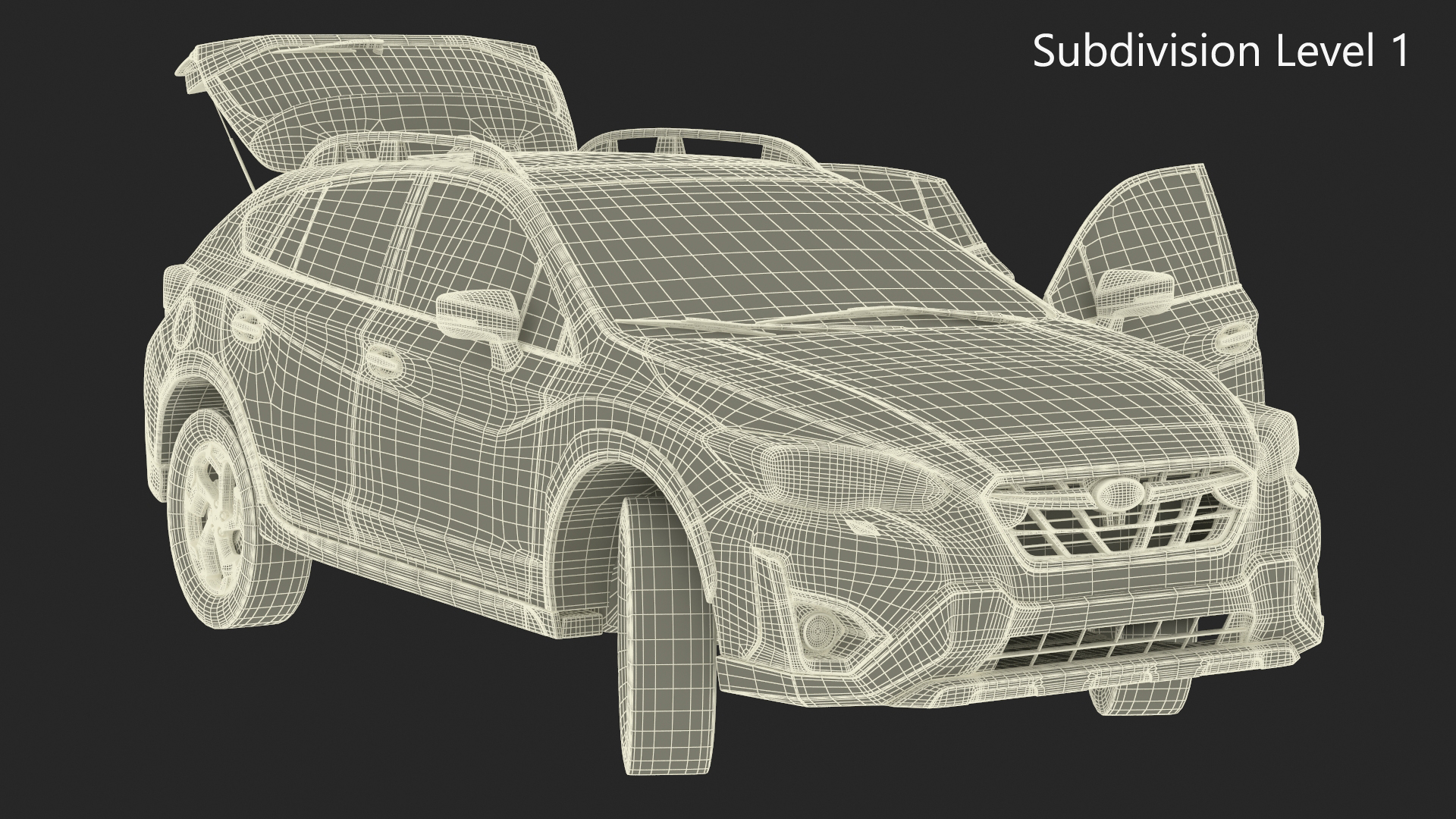 3D 2020 Subaru XV Crosstrek SUV Yellow Rigged for Maya