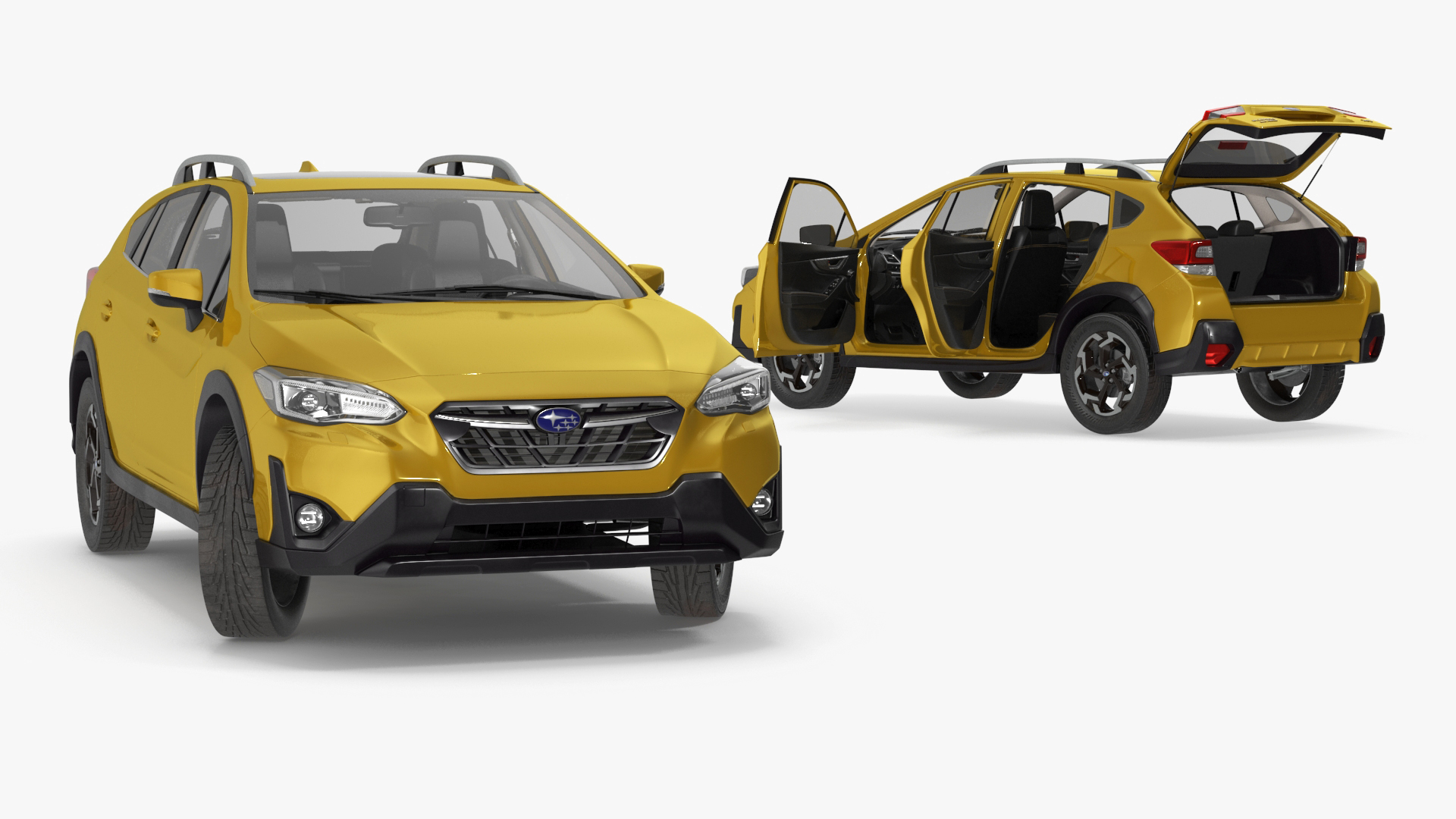 3D 2020 Subaru XV Crosstrek SUV Yellow Rigged for Maya