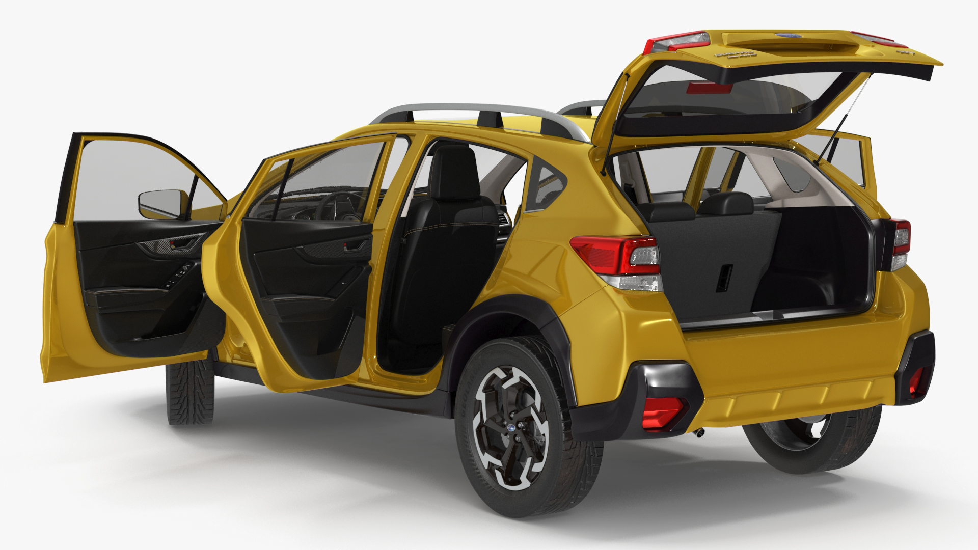 3D 2020 Subaru XV Crosstrek SUV Yellow Rigged for Maya