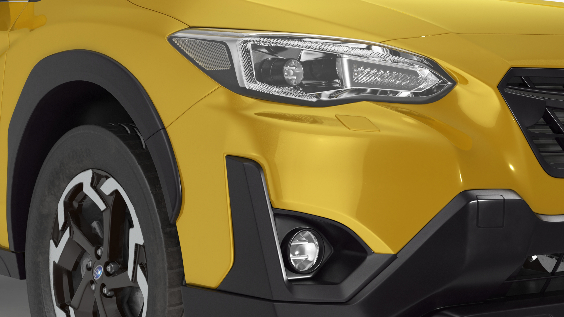 3D 2020 Subaru XV Crosstrek SUV Yellow Rigged for Maya